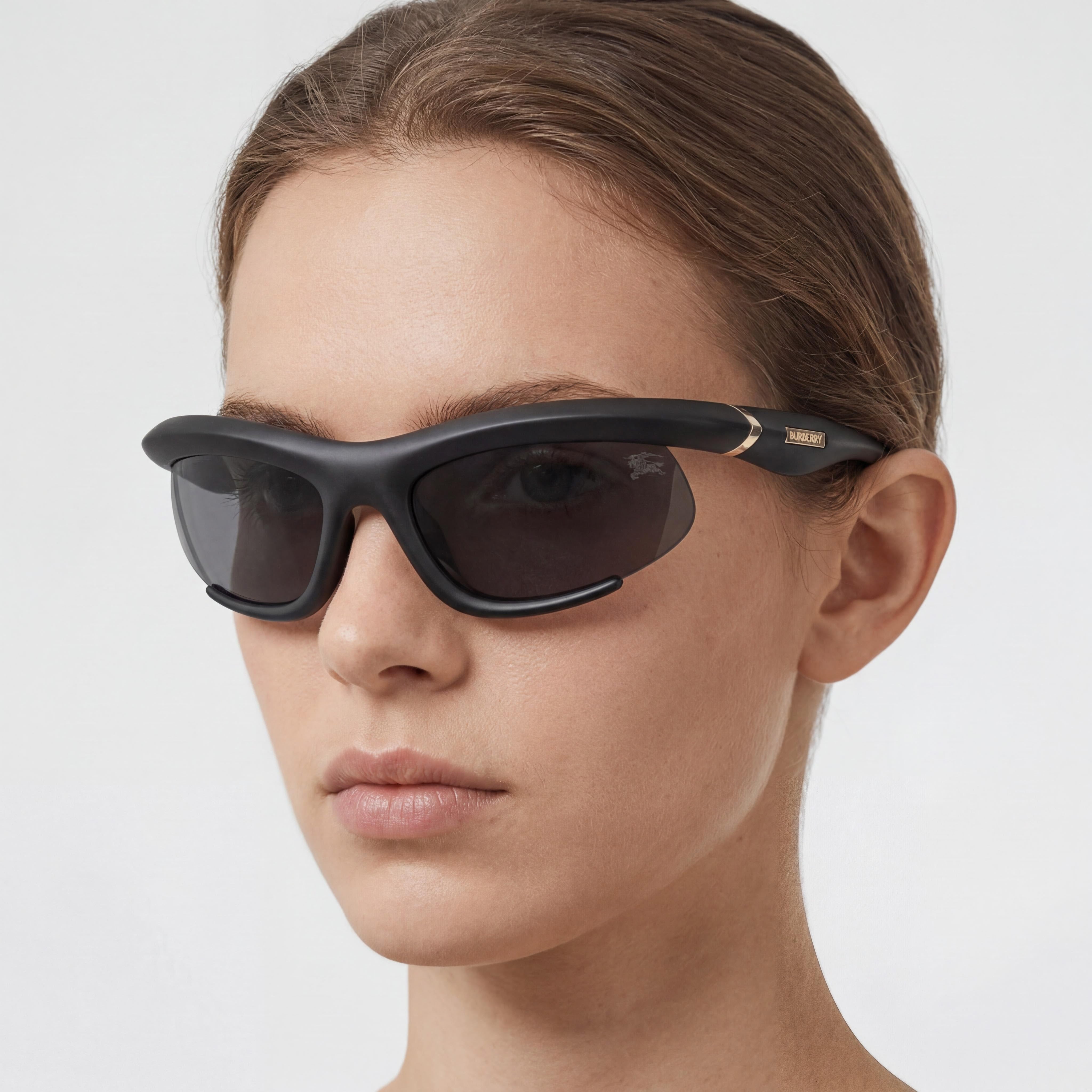 BURBERRY BE4462 Women's Irregular Plastic Rubber Black Dark Grey 100% UV Sunglasses 64mm Lens, 20mm Bridge, 125mm Temple, Photo 5