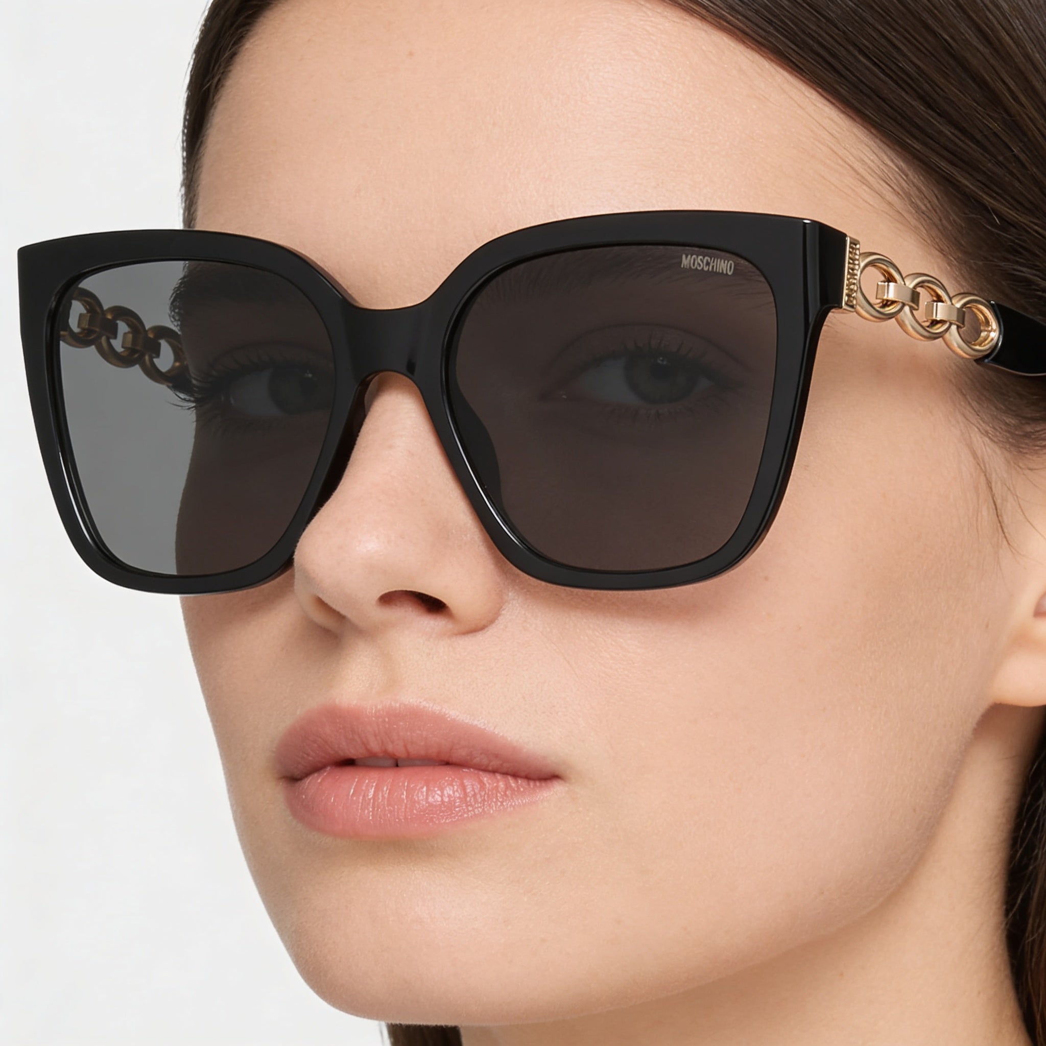 Moschino MOS098/S Women's Casual 100% UV Non-Polarized Plastic Sunglasses Black Dark Grey 55/18, Photo 4