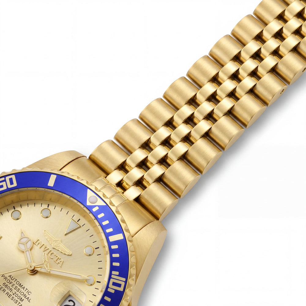 Invicta Pro Diver Bracelet Men's 42mm Automatic Gold Blue Stainless Steel Water Resistant Watch with Date