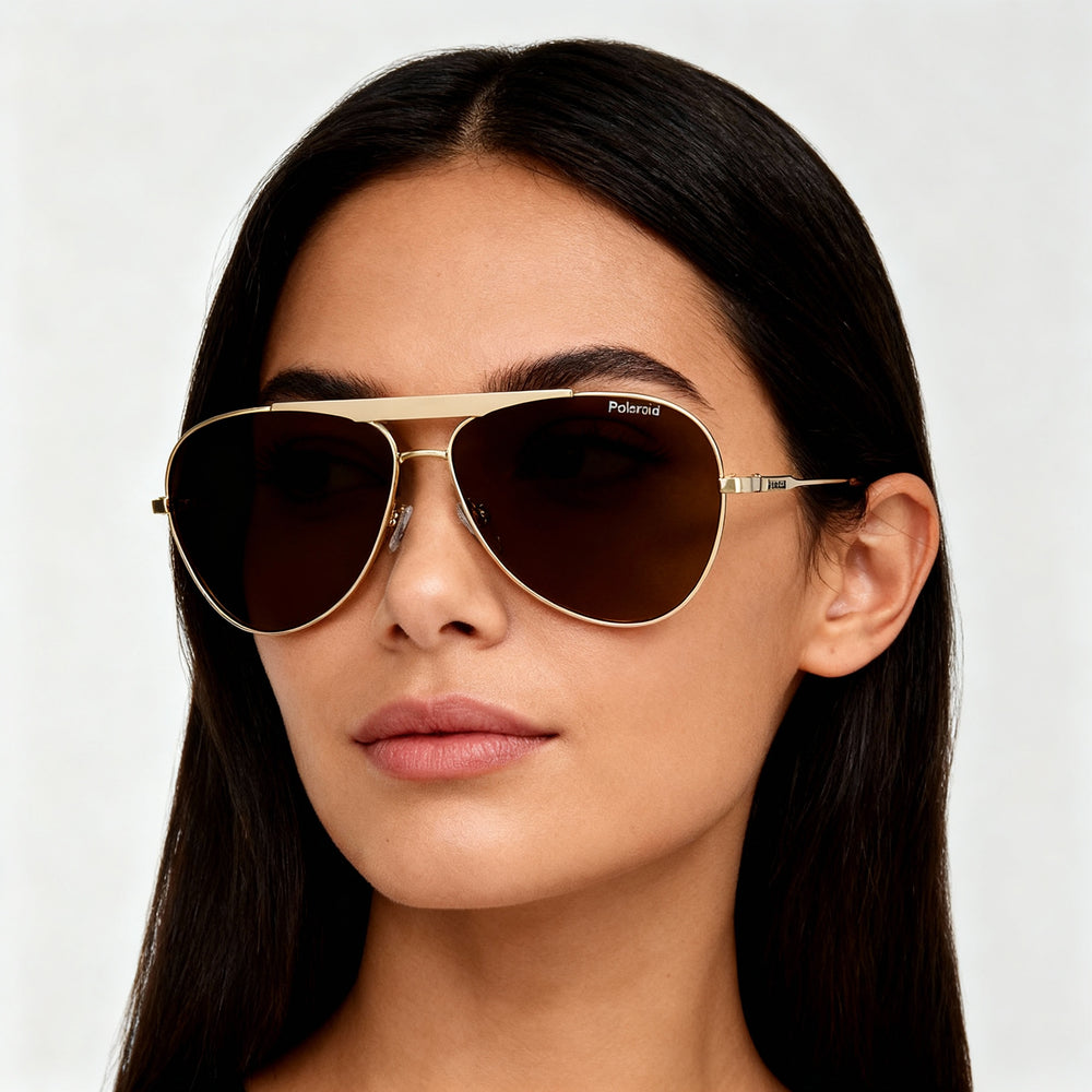 Polaroid Modern Women's Gold Ivory Stainless Steel Non-Polarized UV Protected Sunglasses 61-12-145