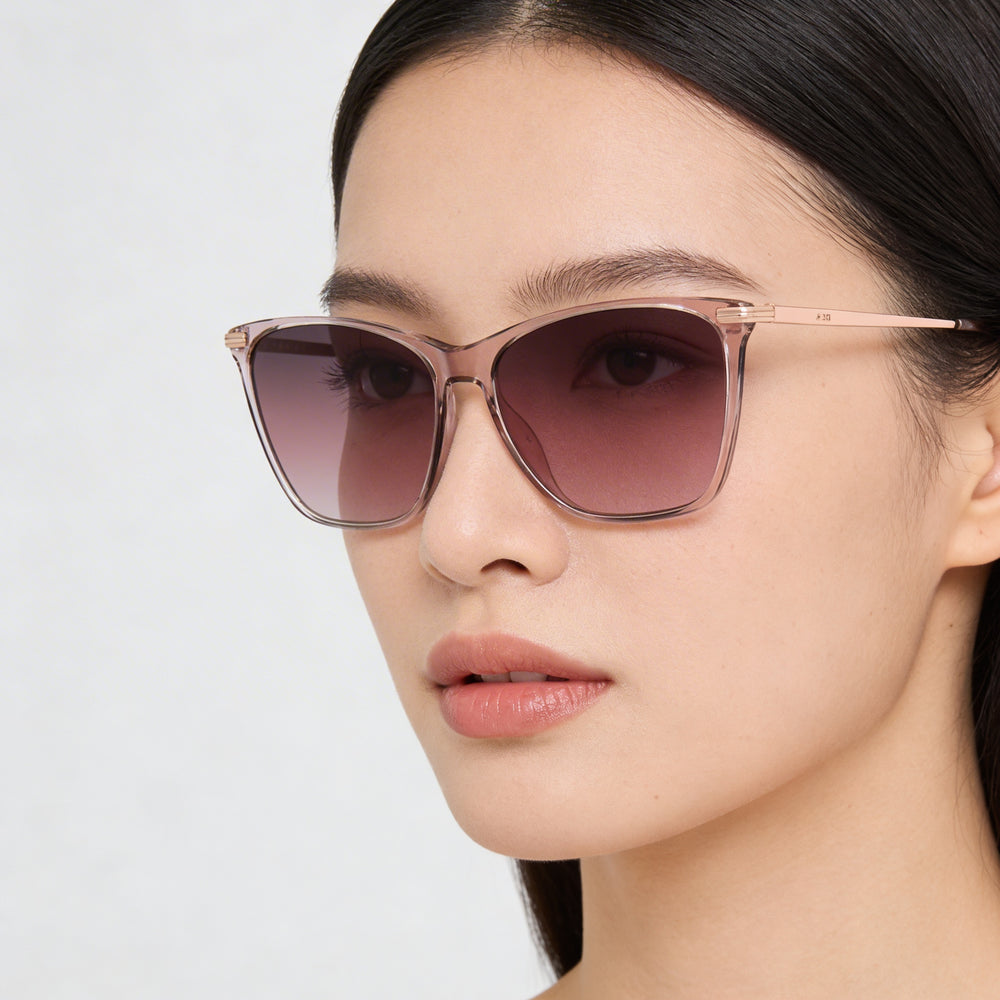 Gafas de sol Hugo Boss Casual para mujer, de acetato rosa dorado claro, con lentes rosadas con degradado burdeos, 100 % protección UV, 58 mm