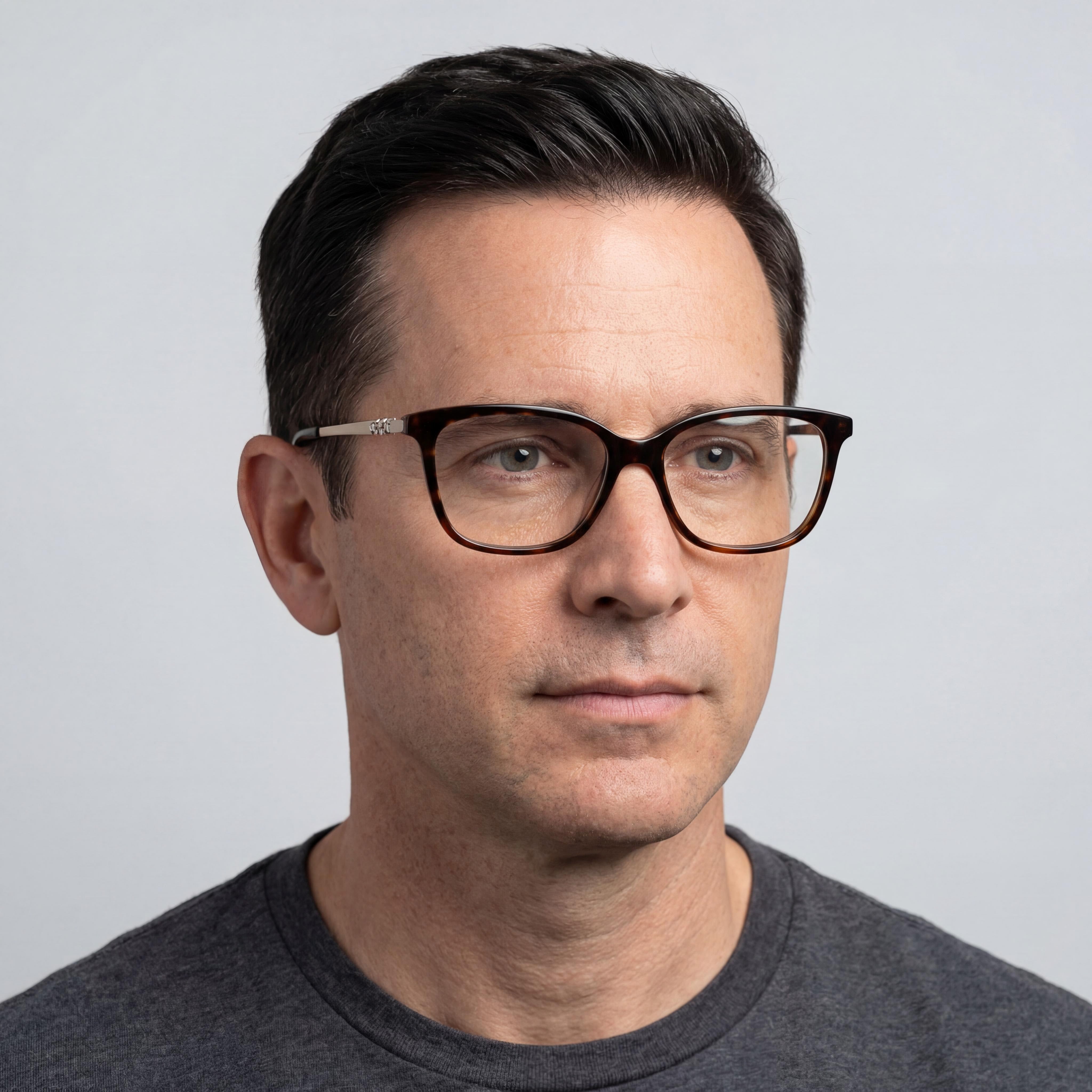 Montura de gafas de plástico cuadradas suaves para hombre Jones New York, color cuerno marrón, 56-15-140, Photo 3