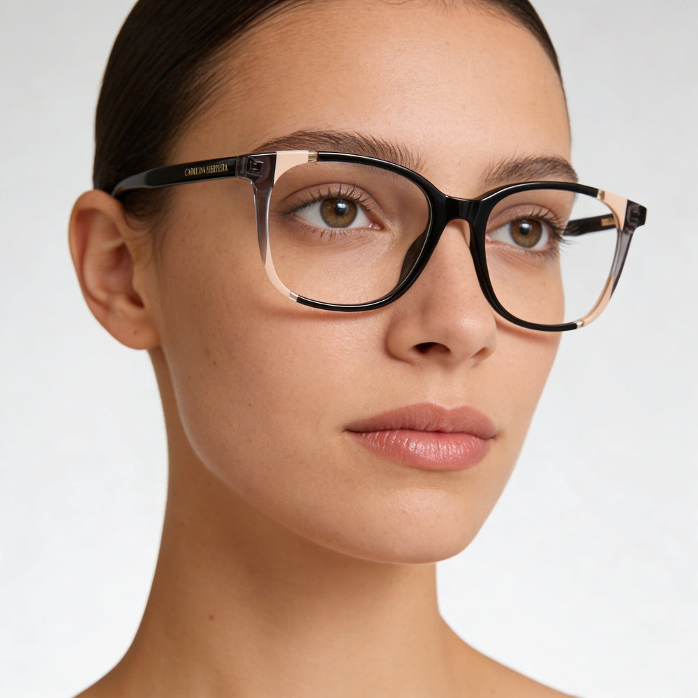 Gafas de sol Carolina Herrera CH 0065 de estilo moderno para mujer con montura de acetato color nude negro de 52 mm
