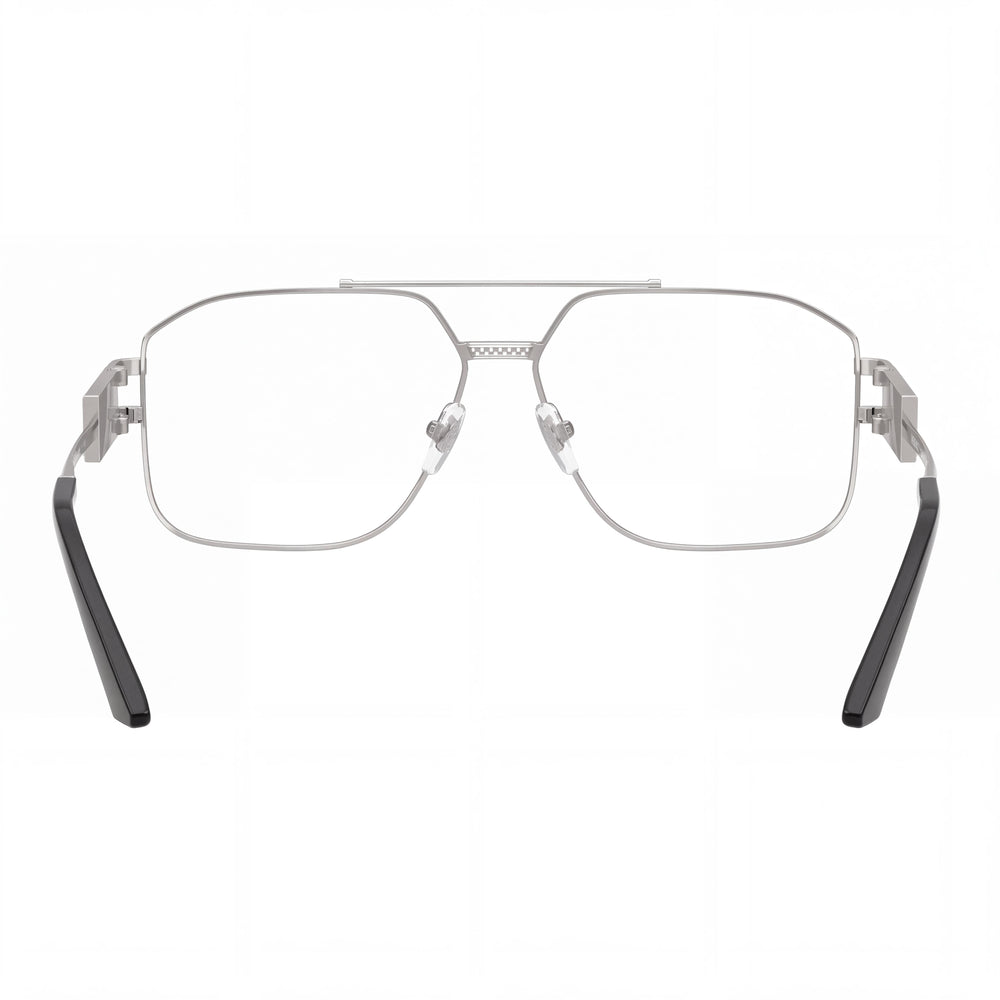 Gafas Versace de lujo modernas para mujer con montura de acero inoxidable en color Gunmetal con una anchura de lente de 59 mm