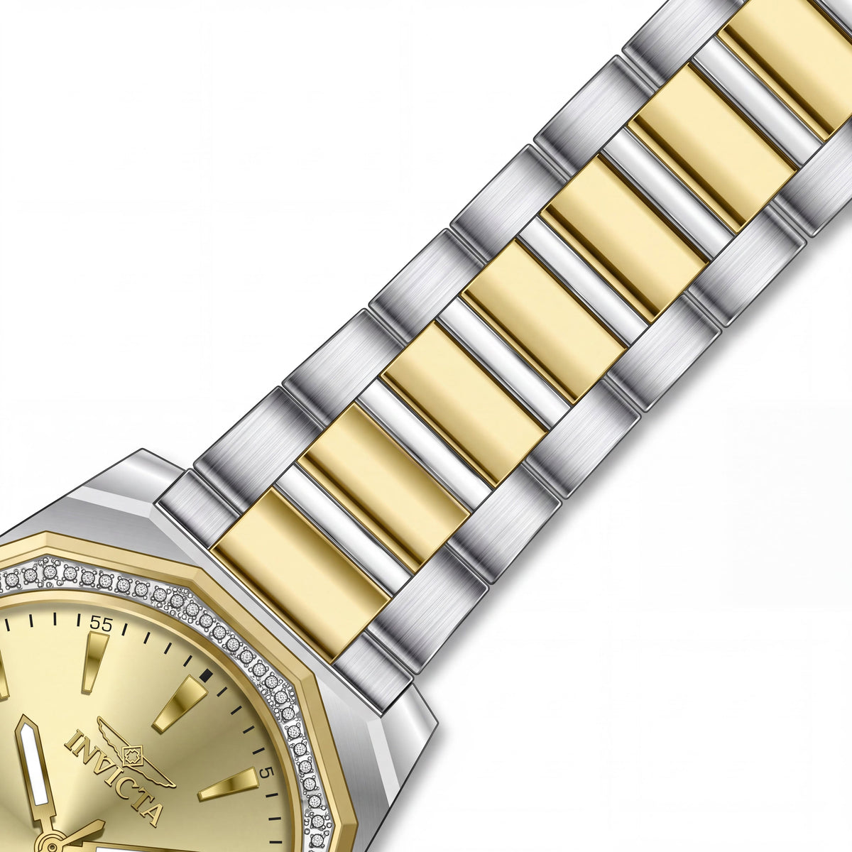 Invicta Speedway 49106 Unisex Acero Inoxidable Plateado Esfera Dorada Pulsera de Cuarzo Reloj de Pulsera 42mm, Photo 2