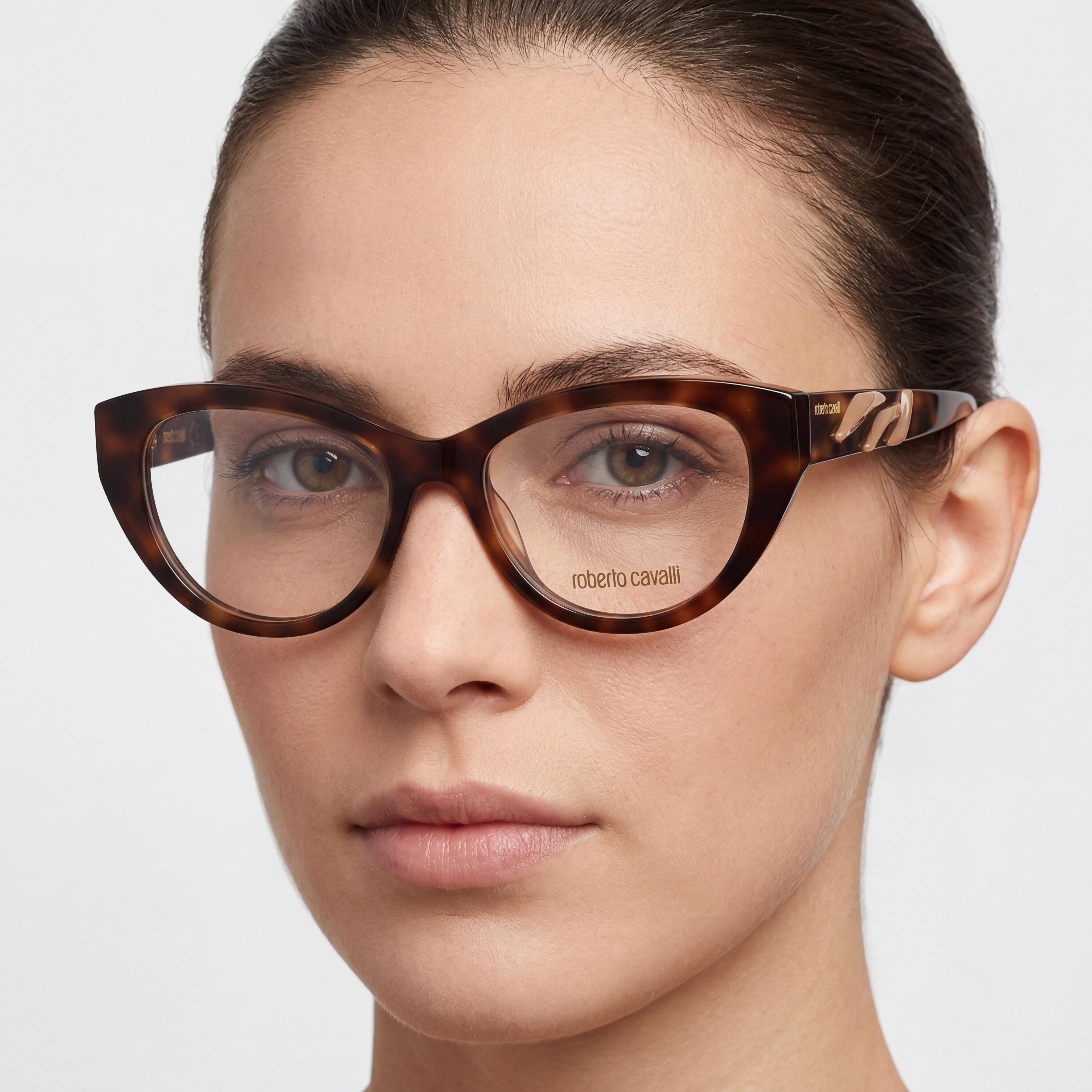 ROBERTO CAVALLI VRC024M Women's Acetate Sunglasses, Shiny Vintage Havana Frame, Avana Scura Lucida Lenses, 53mm, Photo 4
