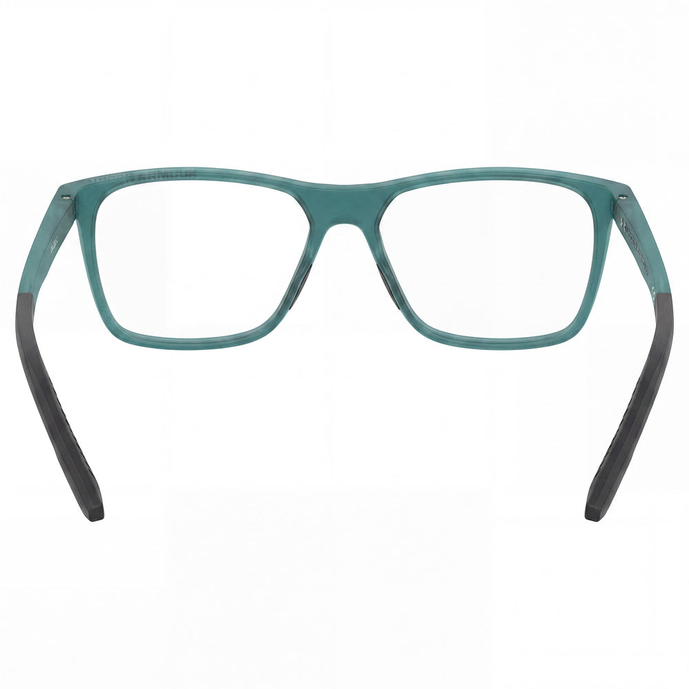 Monturas para gafas graduadas unisex Under Armour UA 5043 de acetato rectangulares en verde azulado con lentes de policarbonato de 55 mm