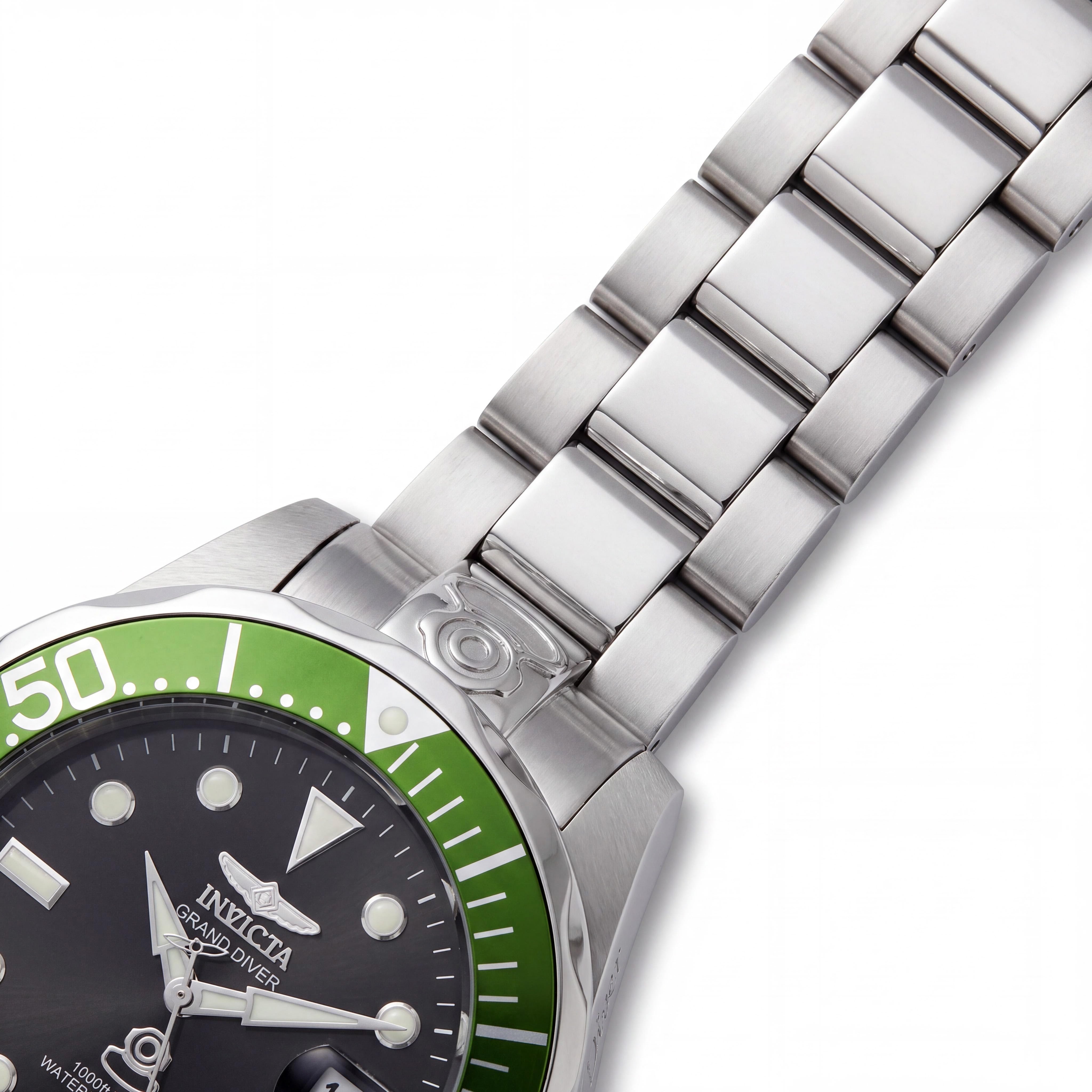 Invicta 3047 Pro Diver Reloj Automático Unisex de Acero Inoxidable, Bisel Verde Plateado, Brilla en la Oscuridad, 47 mm, Photo 3