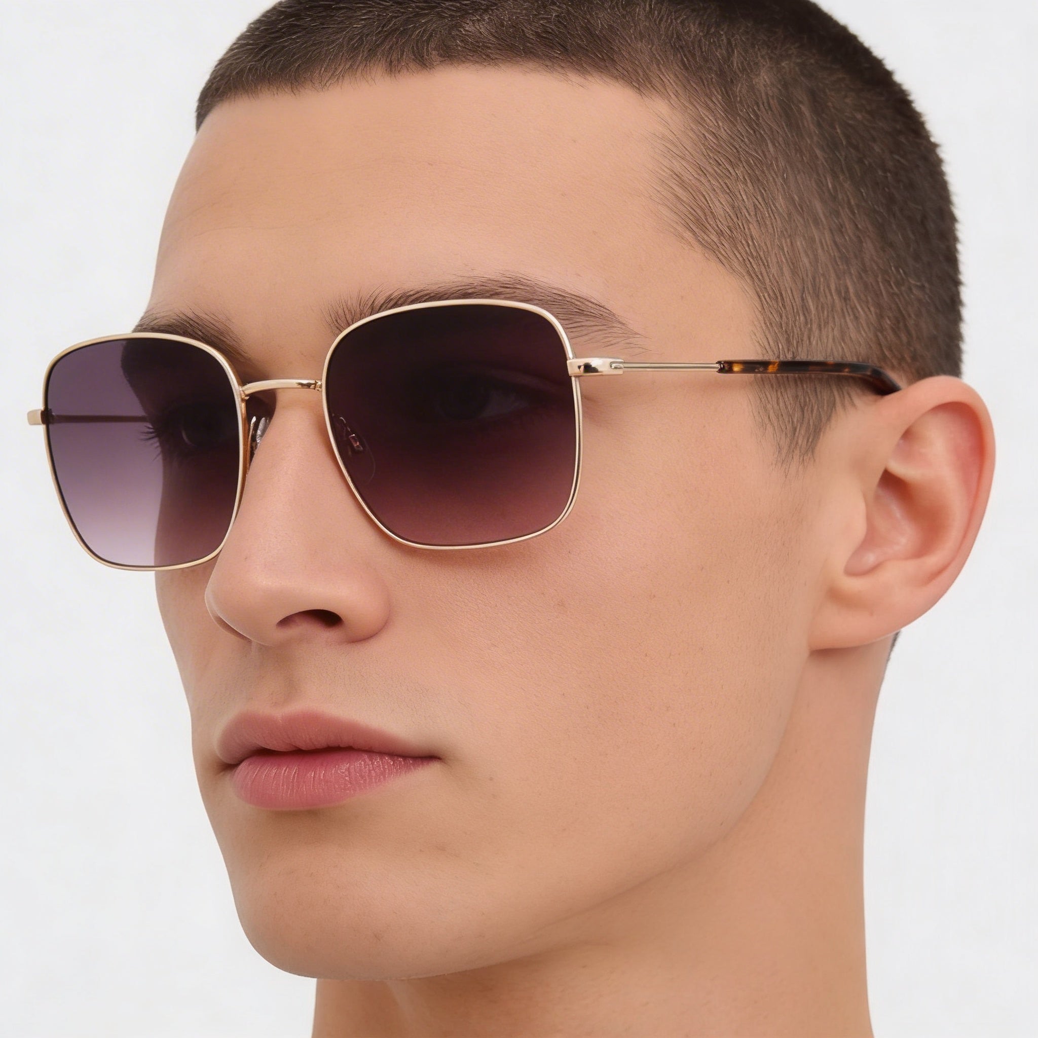 rag & bone Gafas de sol informales de acero inoxidable para hombre, con protección UV, color rojo, dorado, gris, gris fucsia, 52 mm, Photo 5