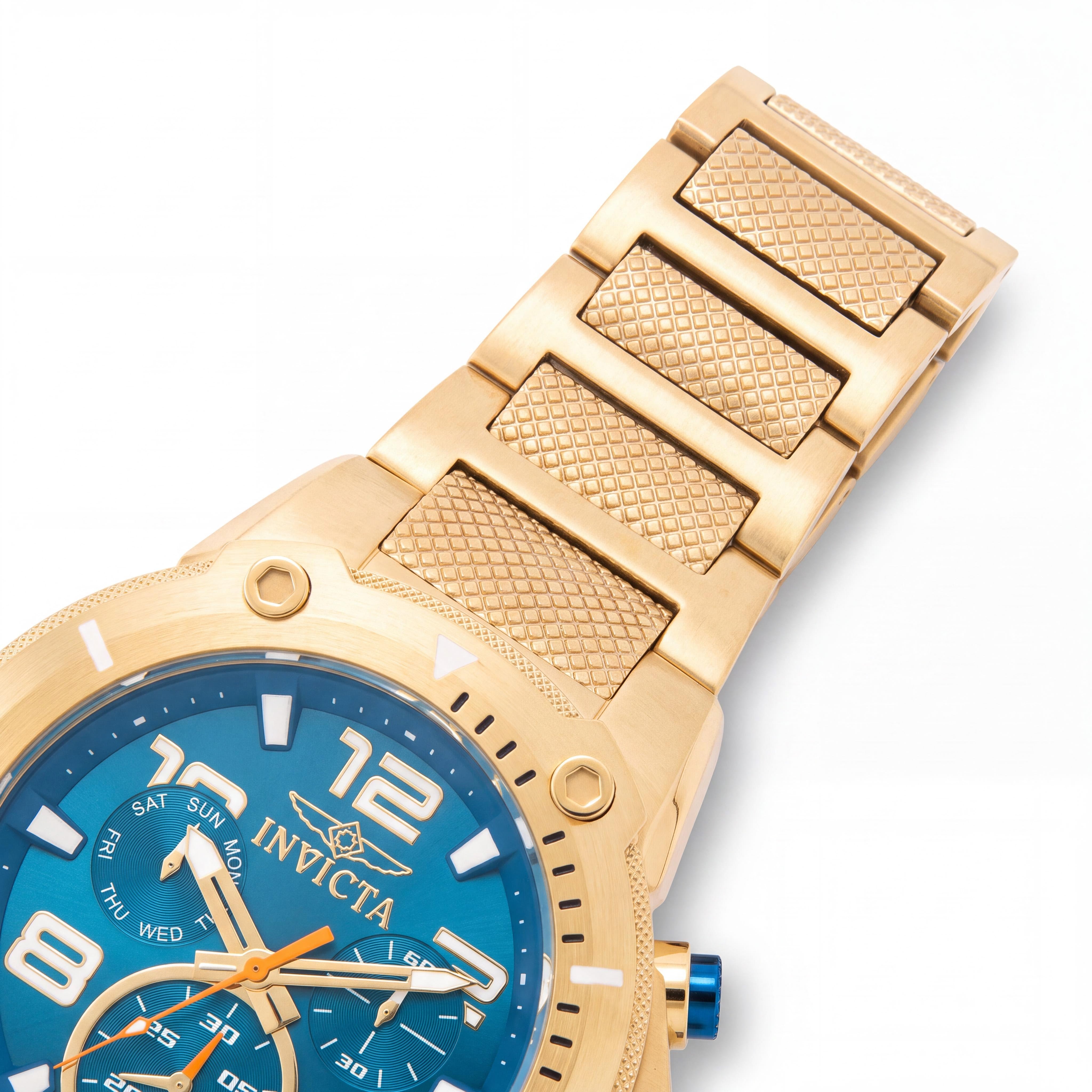 Invicta Speedway 19532 Unisex Chronograph Watch, Gold Ion-Plated Stainless Steel, Blue Dial, Quartz, 51mm, Photo 2