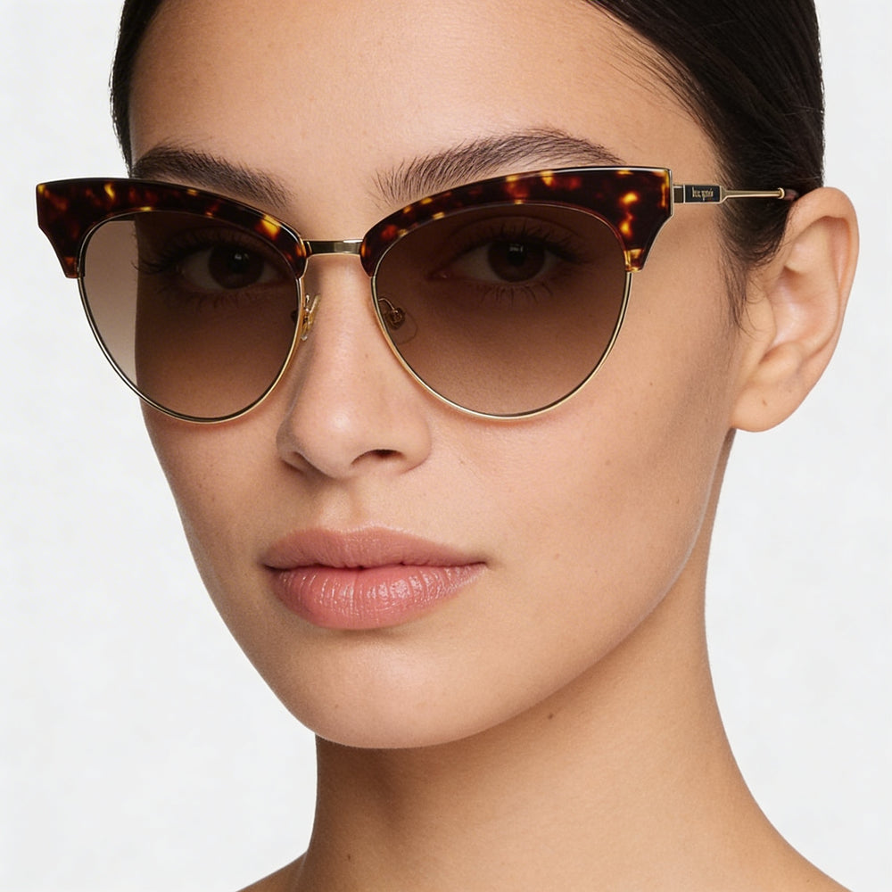 kate spade new york Alvi/G/S Women's Havana Stainless Steel Brown Shaded Sunglasses 54/140/16