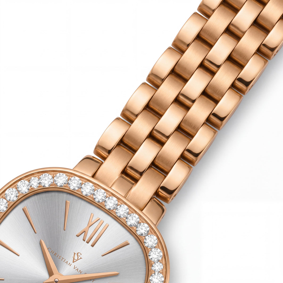 Christian Van Sant CV1267 Women's Rose Gold Stainless Steel Square Quartz Watch with Silver Dial, 24mm, Photo 2