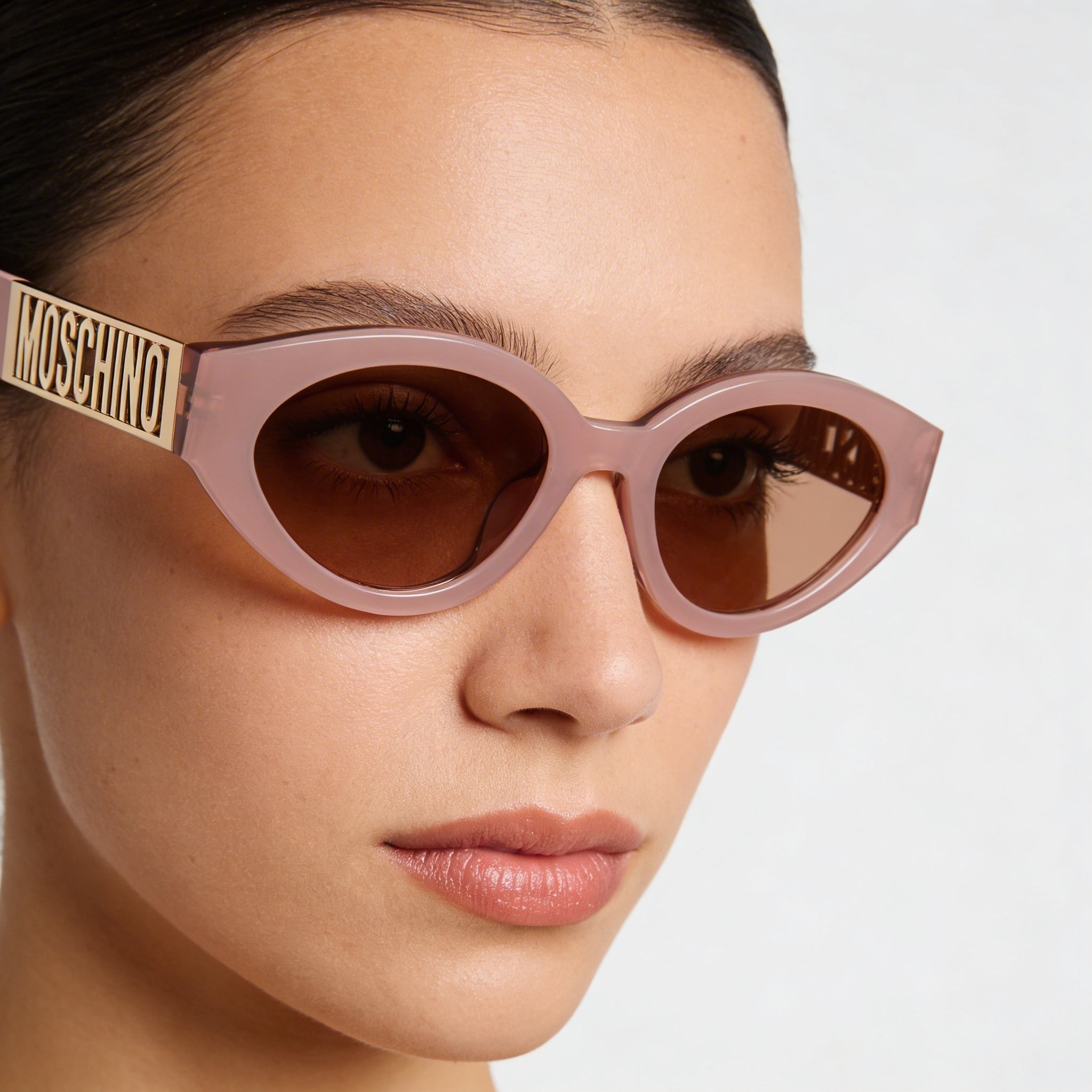 Gafas de sol Moschino MOS160/S para mujer, montura de plástico rosa con diseño de ojo de gato y lentes plateadas con efecto flash, 100 % protección UV, 51 mm, Photo 5