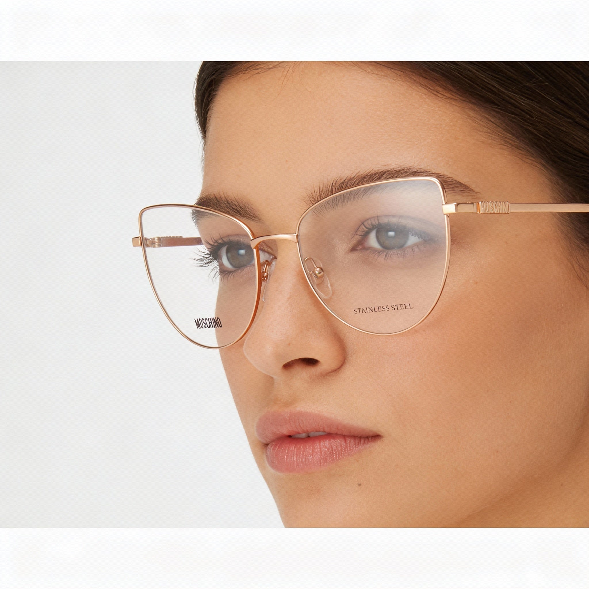 Gafas Moschino Mos534 para mujer con montura de acero de aleación, color dorado y cobre, 55-17-145 mm, Photo 4