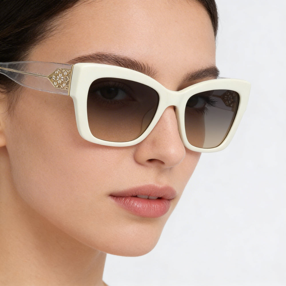 Gafas de sol Kate Spade New York Seasonal de acetato para mujer con protección UV, montura blanca y marrón, lentes marrón ocre de 53 mm