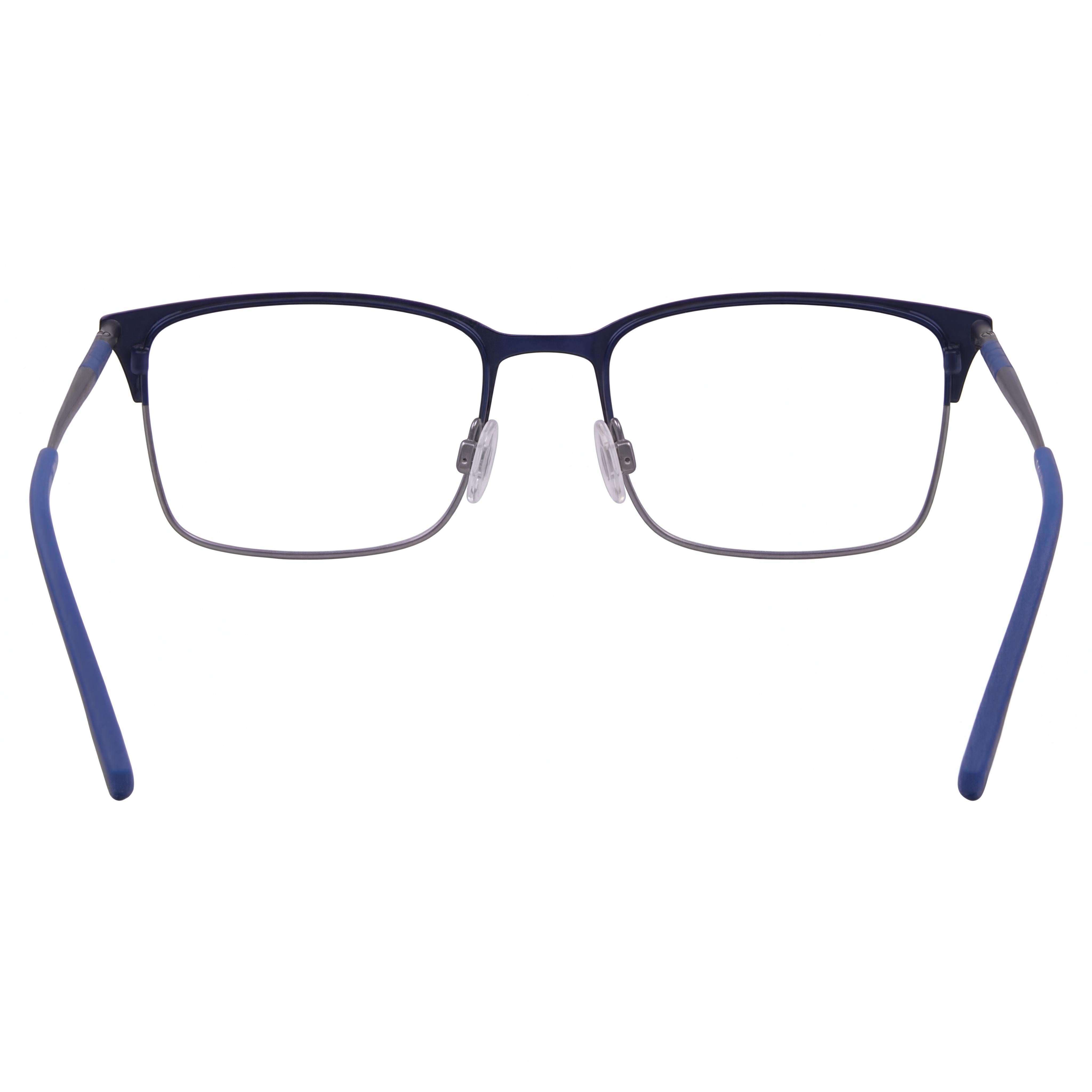 Flexon E1132 Matte Navy, Silver Rectangle Eyeglasses for Men, Metal, Photo 3