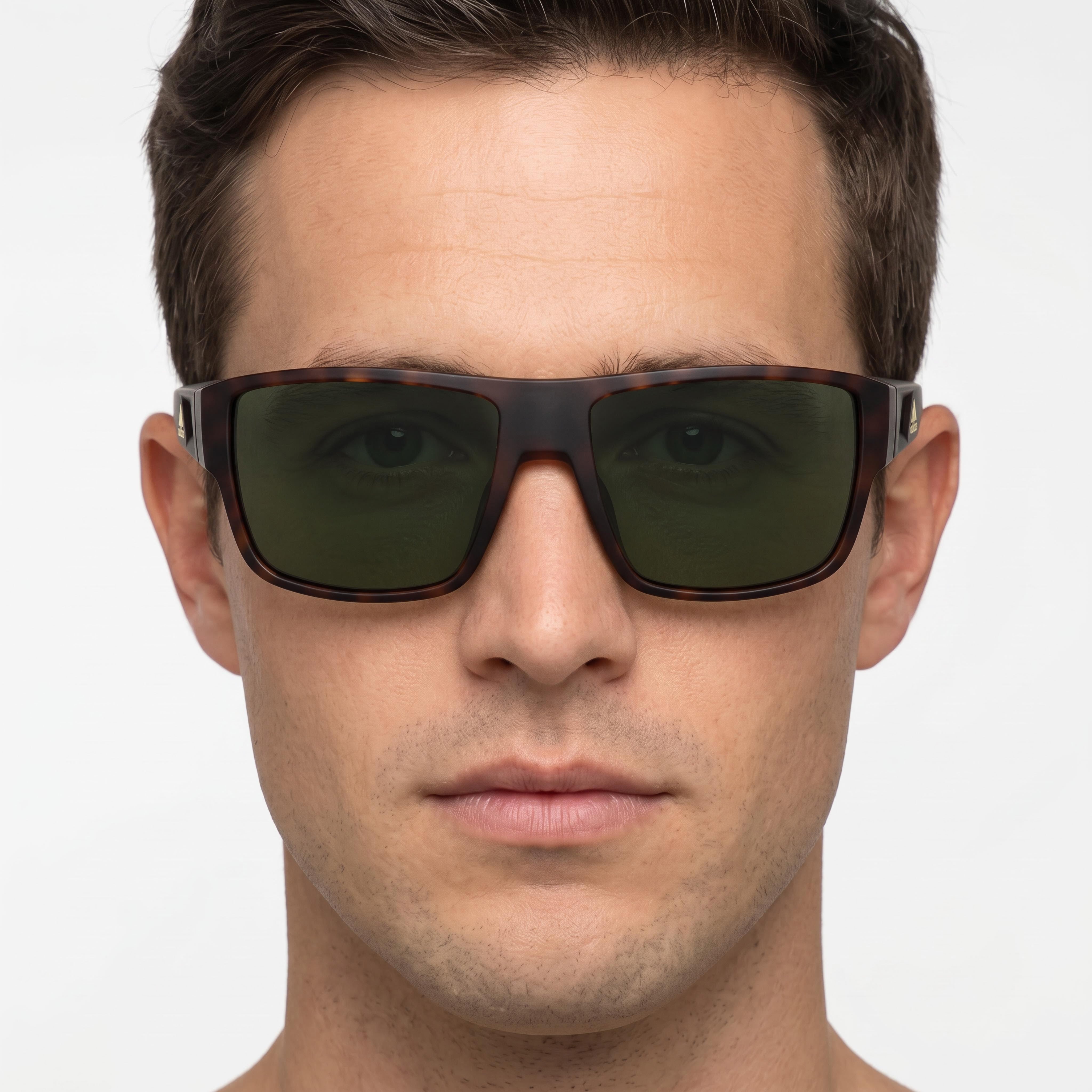 adidas SP0006 Gafas de Sol Rectangulares para Hombre, Montura de Compuesto Marrón Oscuro con Lentes Verdes con Protección UV 57-16-135, Photo 5