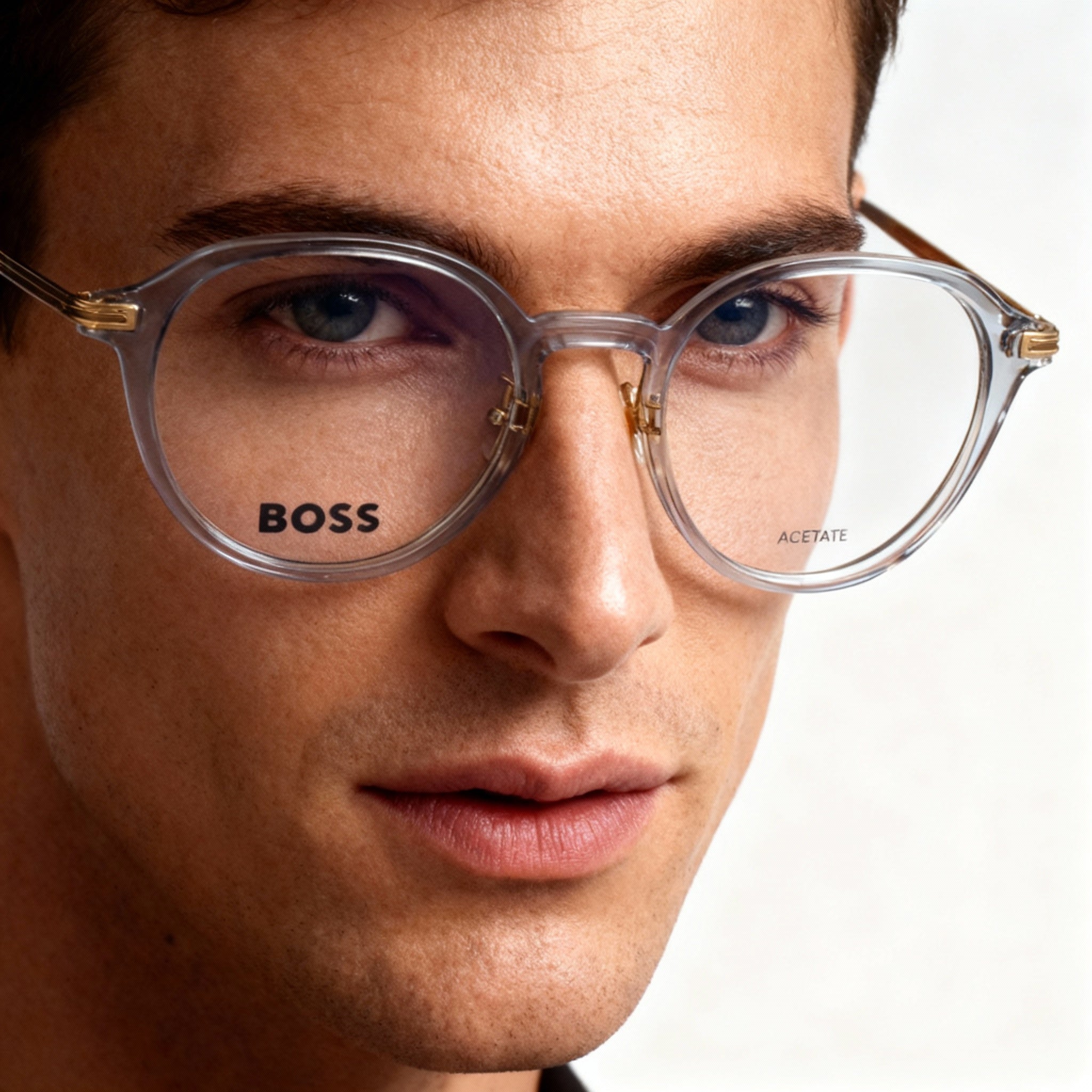 BOSS Vista 1615/F Men's Casual Acetate Frame Non-Polarized Clear Lens Eyeglasses 52-20-145, Photo 3