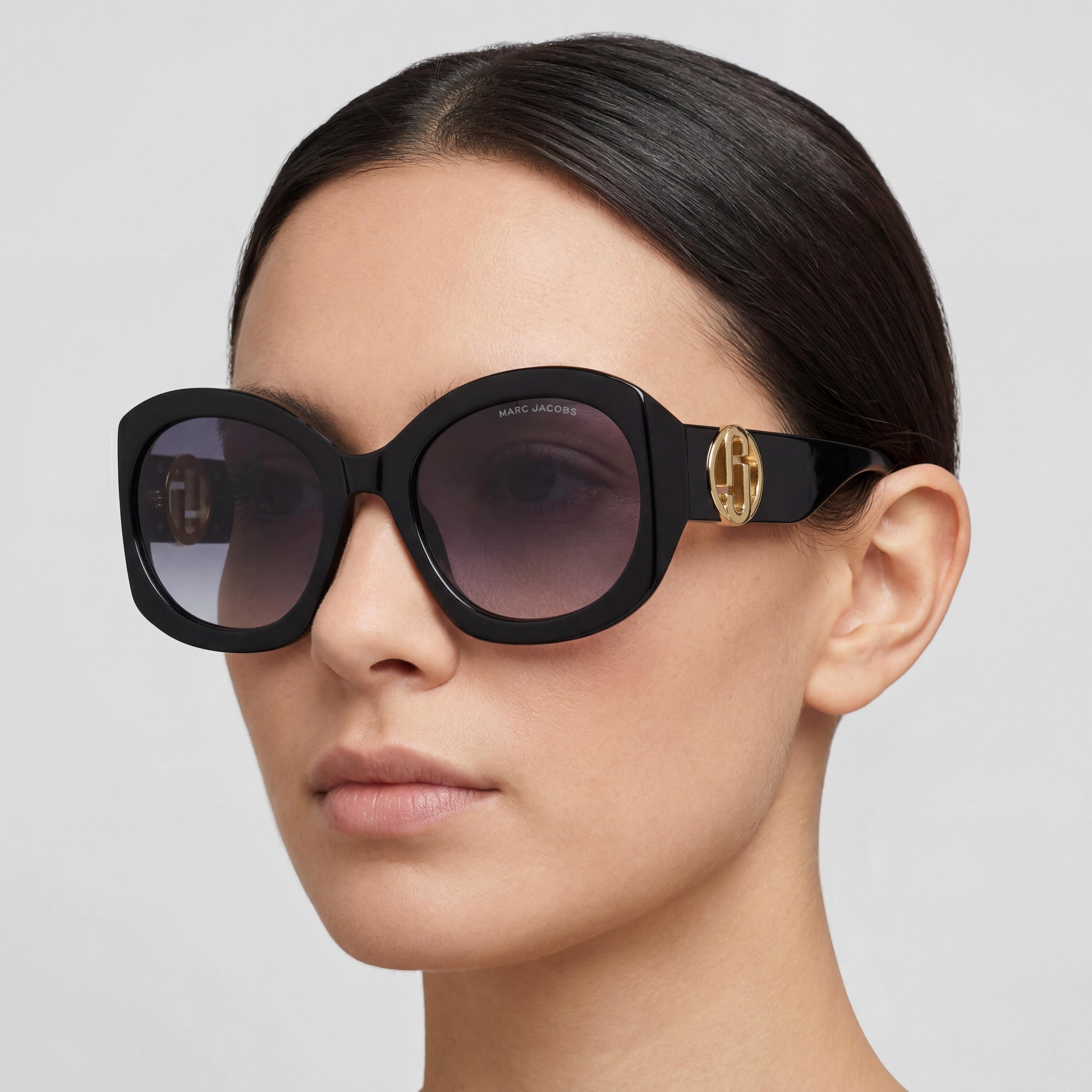 Marc Jacobs MARC 722/S Gafas de sol de acetato negras informales para mujer, con lentes degradadas gris oscuro y protección UV, 56 mm, Photo 5