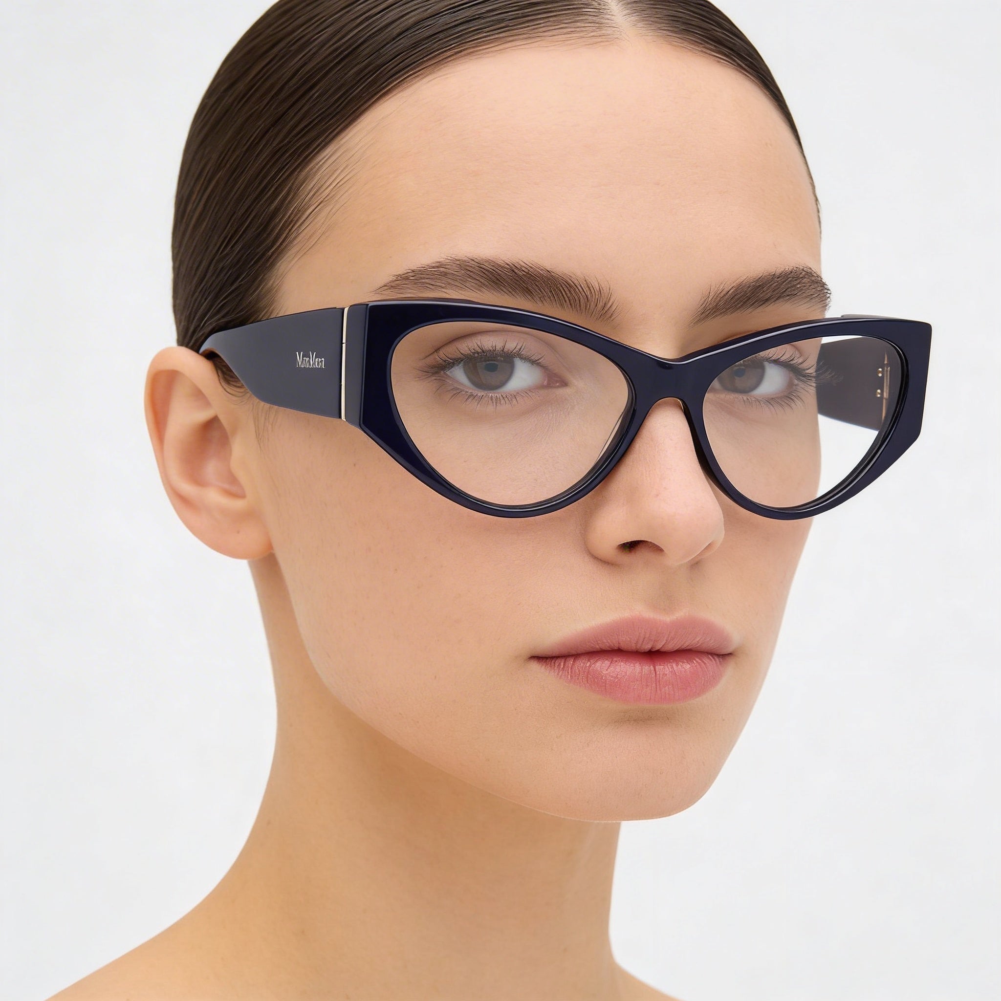 MaxMara Mm5174 Women's Eyewear with Shiny Blue Plastic Frame and Polycarbonate Lenses 55mm, Photo 5