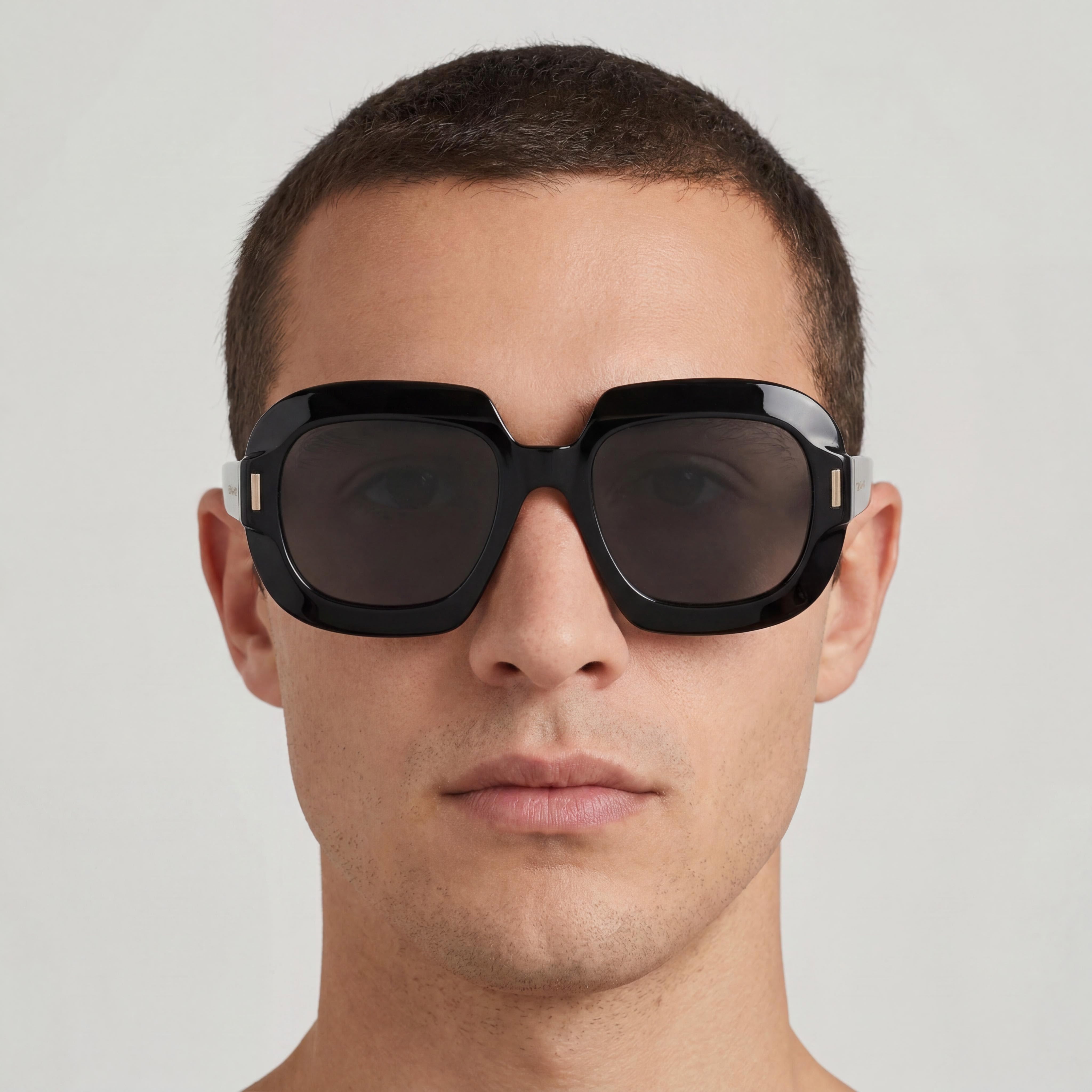 Ferragamo Modern Men's Black Acetate Frame Eyewear with Black Polycarbonate Lenses, 54-20-145 Dimensions, Photo 5