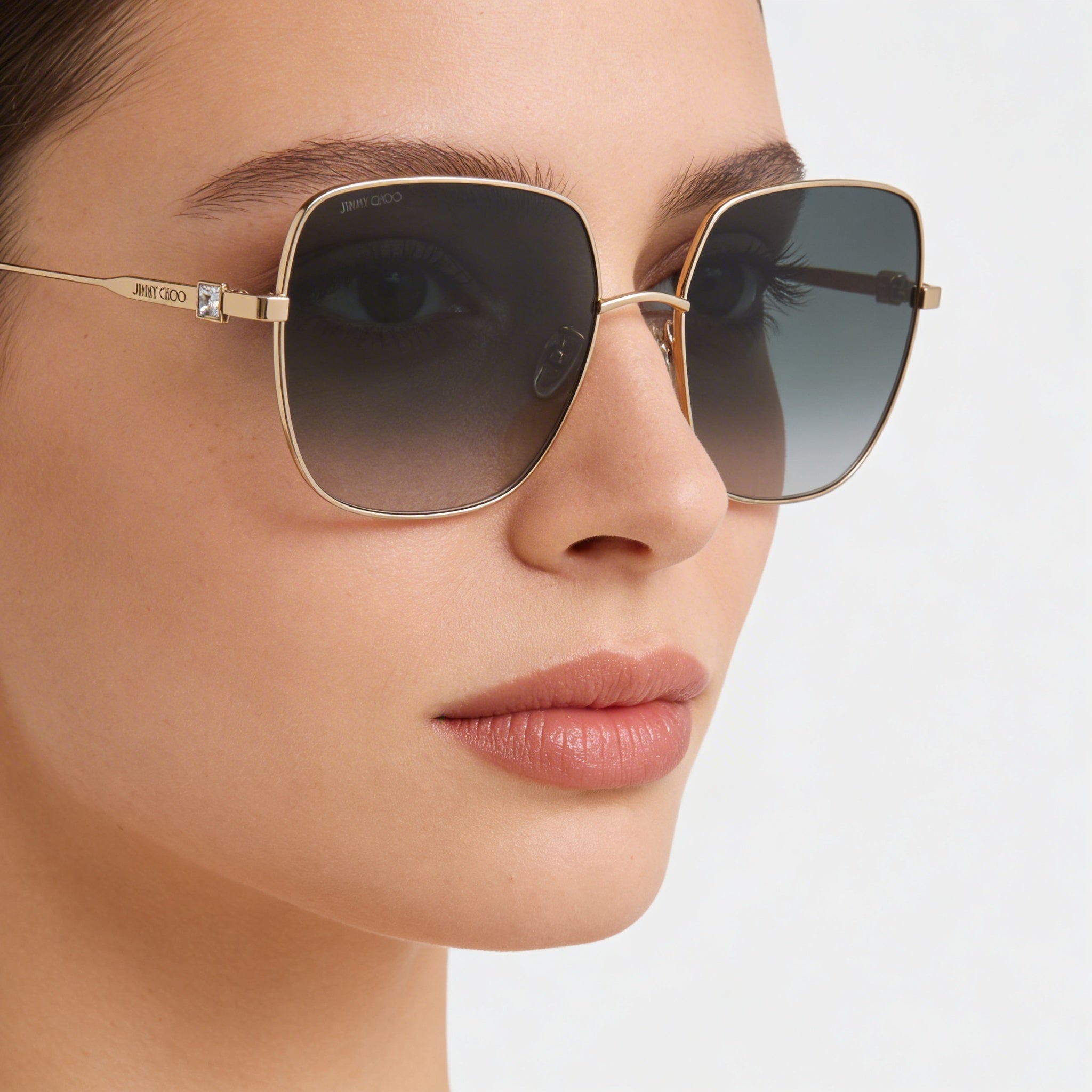 Jimmy Choo KORI/G/SK - Gafas de sol para mujer, de aleación de acero, color dorado y negro, con diseño de mariposa y degradado gris, protección UV, 60 mm, Photo 4