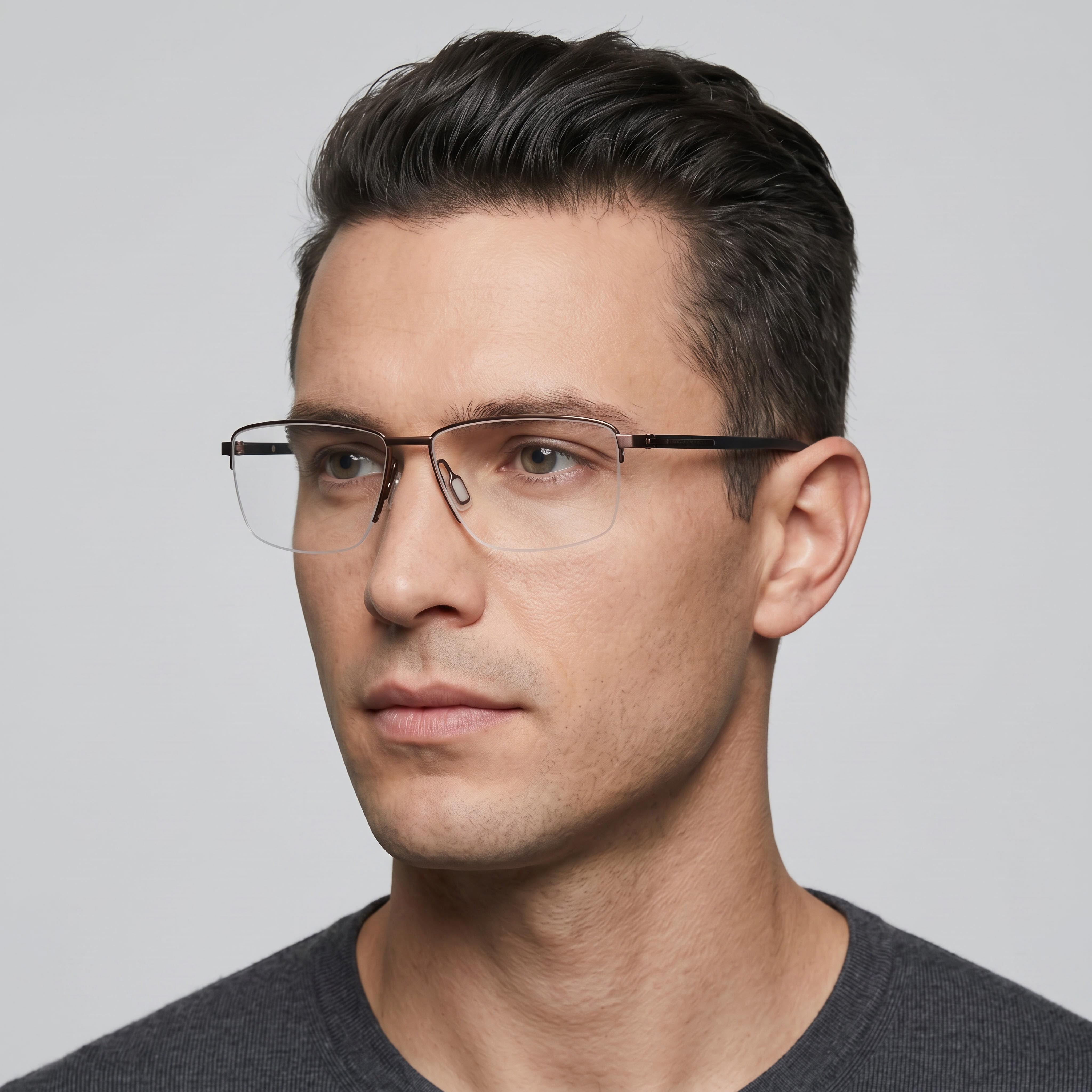 Porsche Design Modern Men’s Brown Plastic Eyeglasses with Transparent Polycarbonate Lenses, 57mm Lens Width, Photo 4