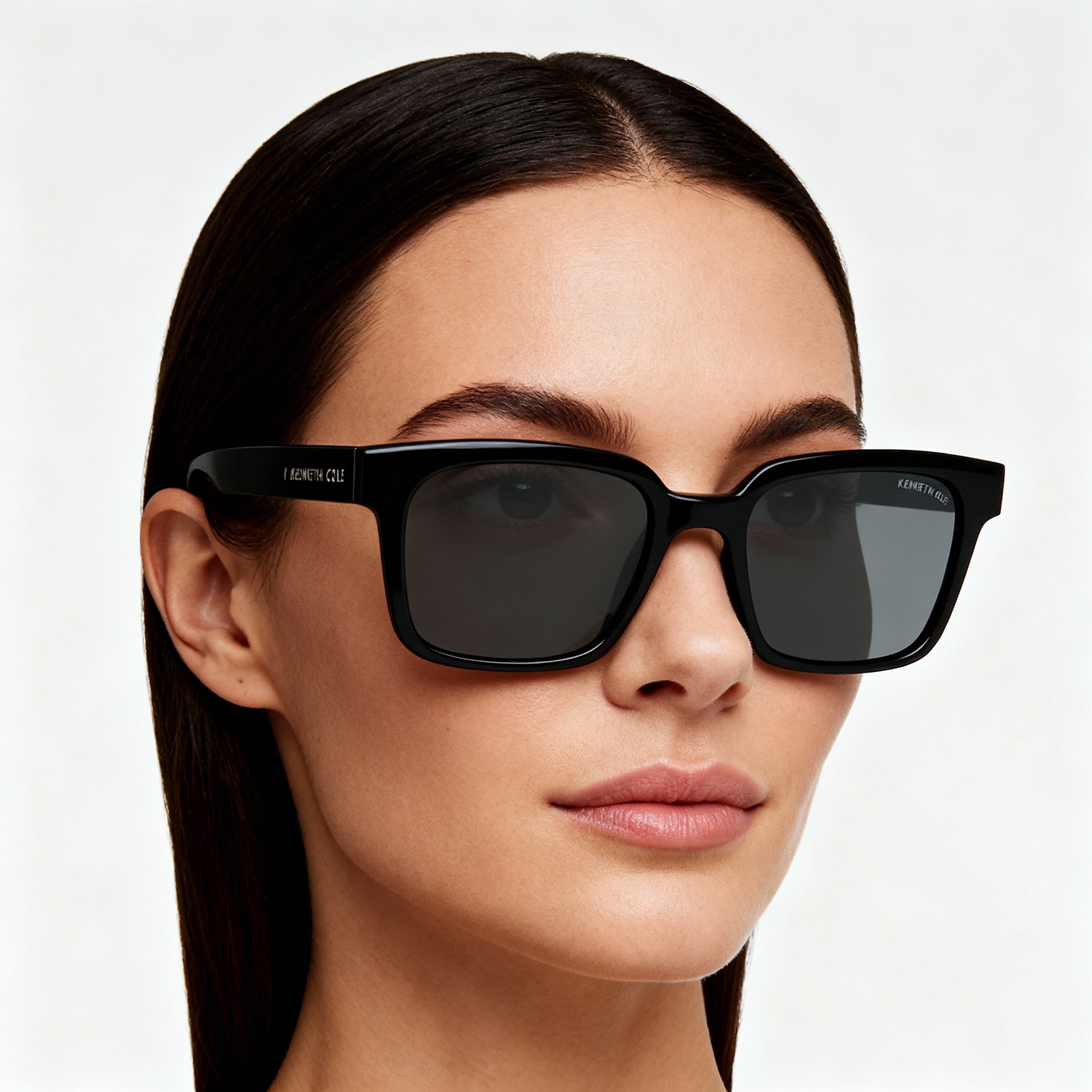 Kenneth Cole New York Kc5101a Women's Shiny Black Plastic Frame Sunglasses, Smoke Lenses, 51-20-145mm, Photo 5