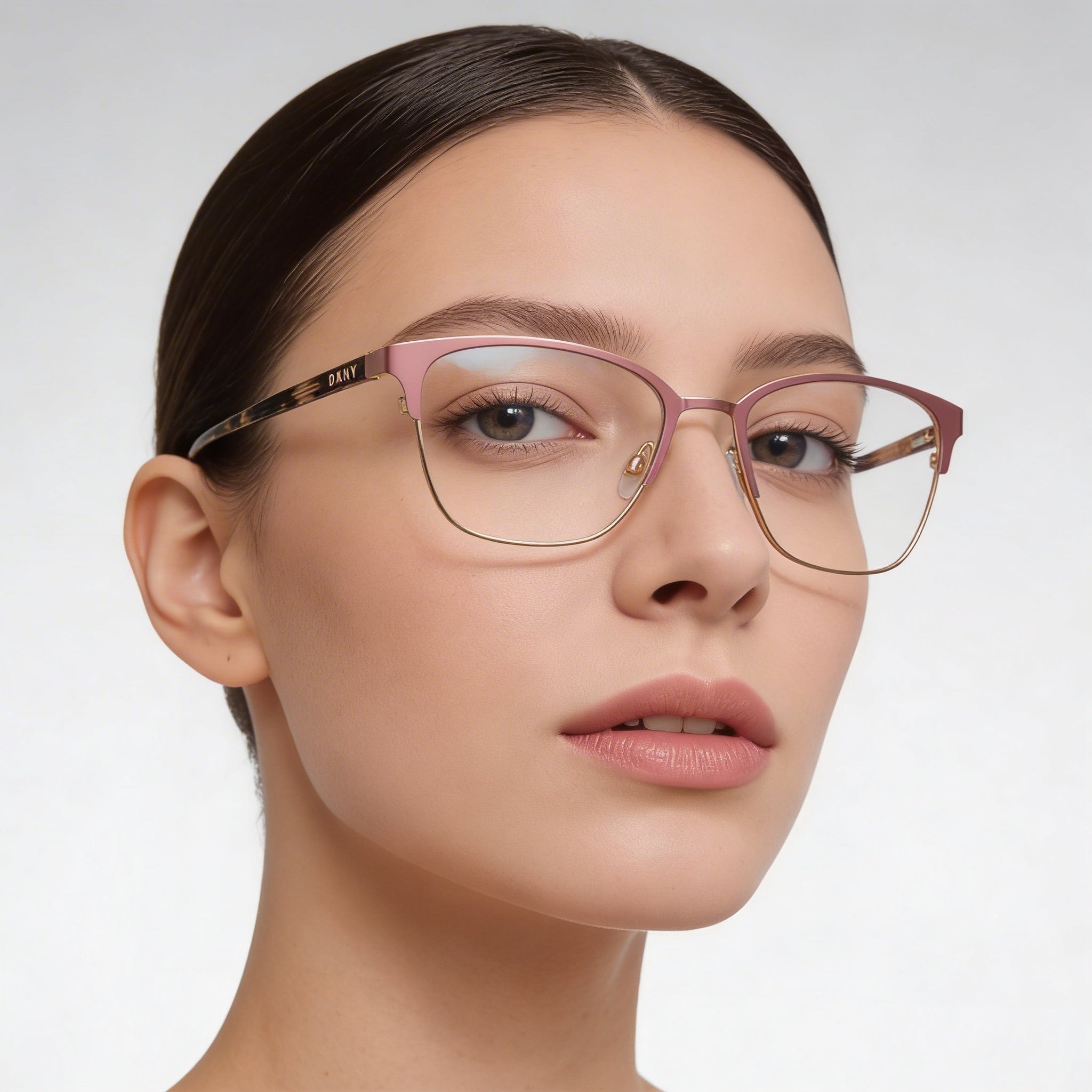 DKNY Dk3002 Women's Metal Frame Eyeglasses, Stainless Steel and Mauve, with Mauve Lenses, 52mm, Photo 4