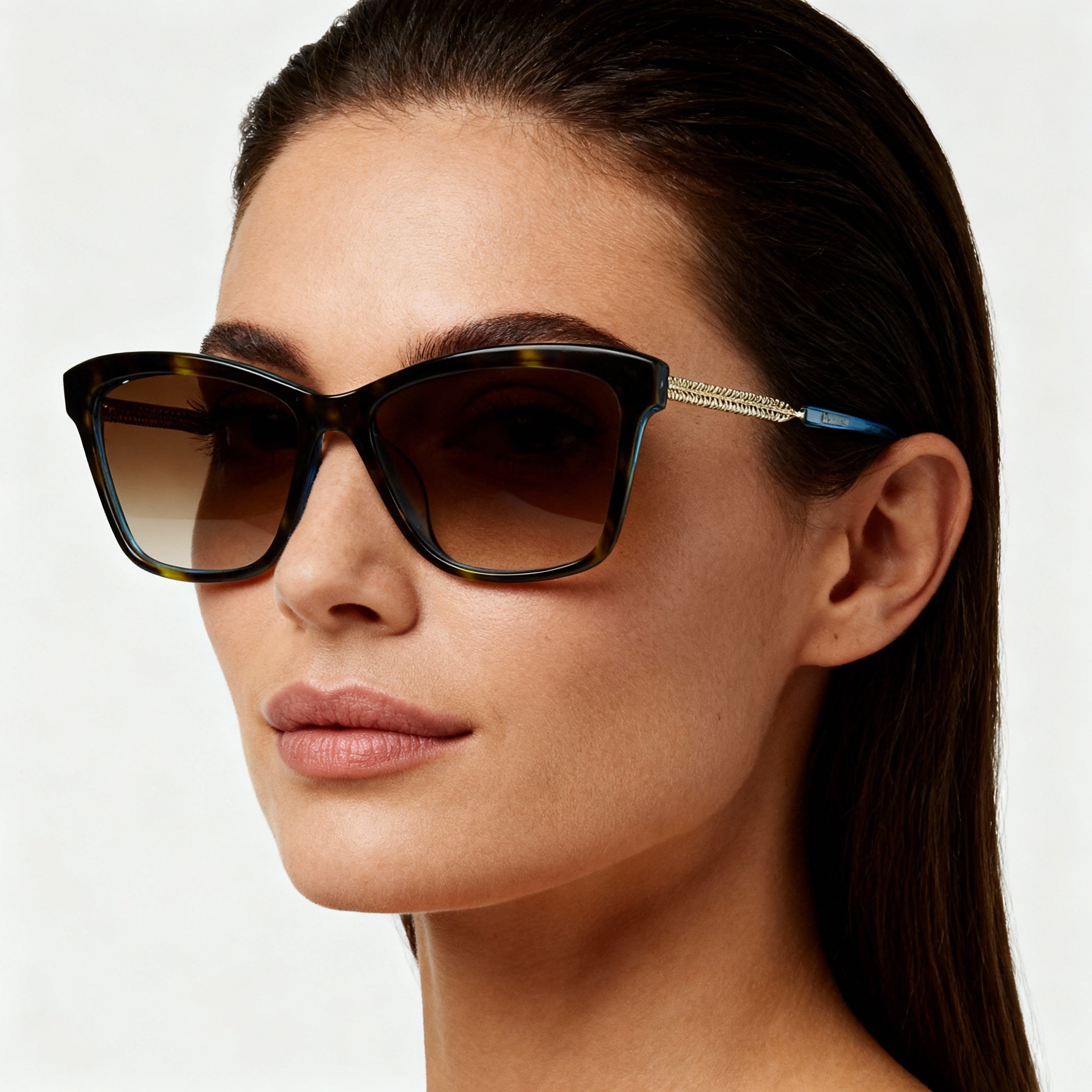 Juicy Couture Ju 604/S Women's Rectangular Acetate Havana Blue/Brown Gradient Non-Polarized Sunglasses 56mm, Photo 4