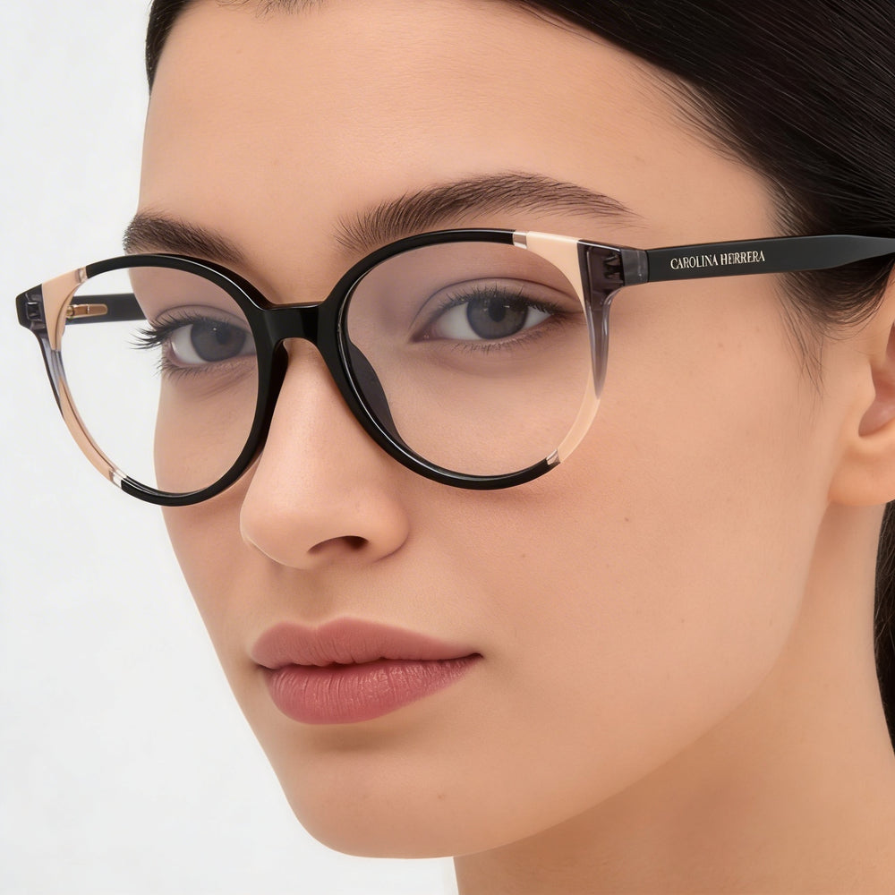 Gafas de sol de mujer Carolina Herrera de acetato moderno negras y nude de 52 mm