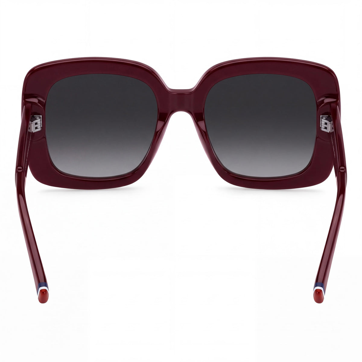 Tommy Hilfiger Square-frame Unisex Acetate Sunglasses Burgundy Dark Grey Shaded Non-Polarized 53mm Lens 20mm Bridge, Photo 2