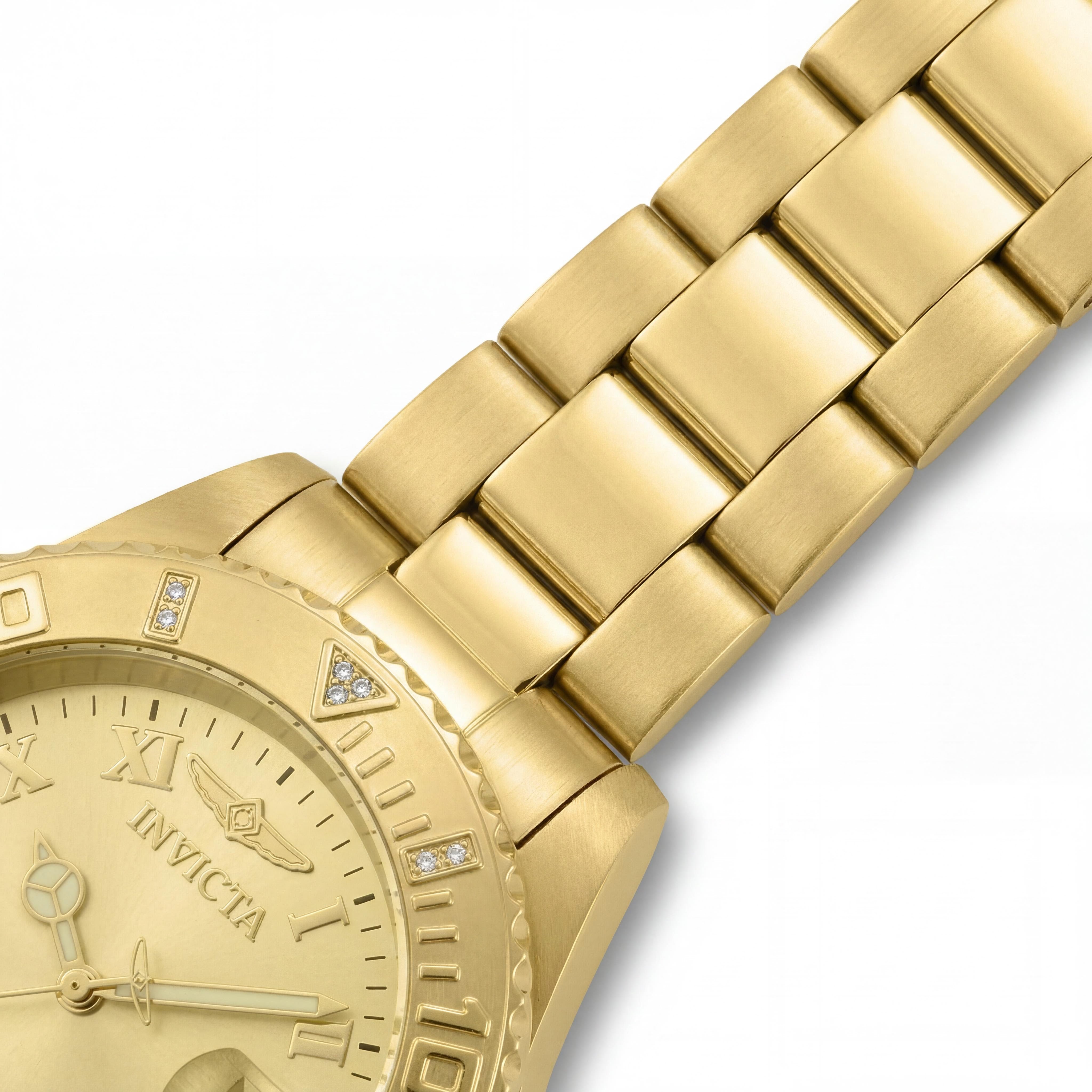 Invicta 12820 Bracelet Unisex 18k Gold Ion-Plated Stainless Steel Diamond Bezel Quartz 200M WR 40mm Watch, Photo 2