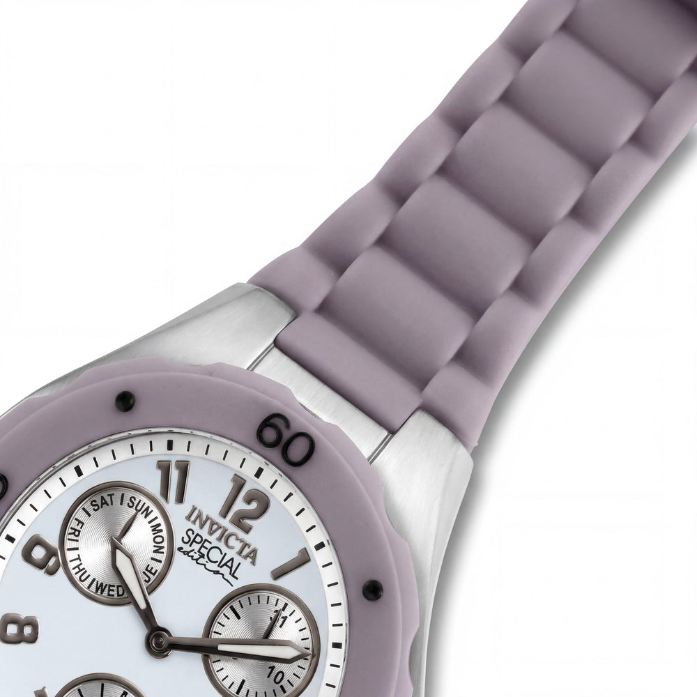 Invicta Angel Collection 18794 Reloj de Acero Inoxidable con Esfera Blanca Luminosa y Correa de Silicona Beige para Mujer con Fusión de Llama 38mm