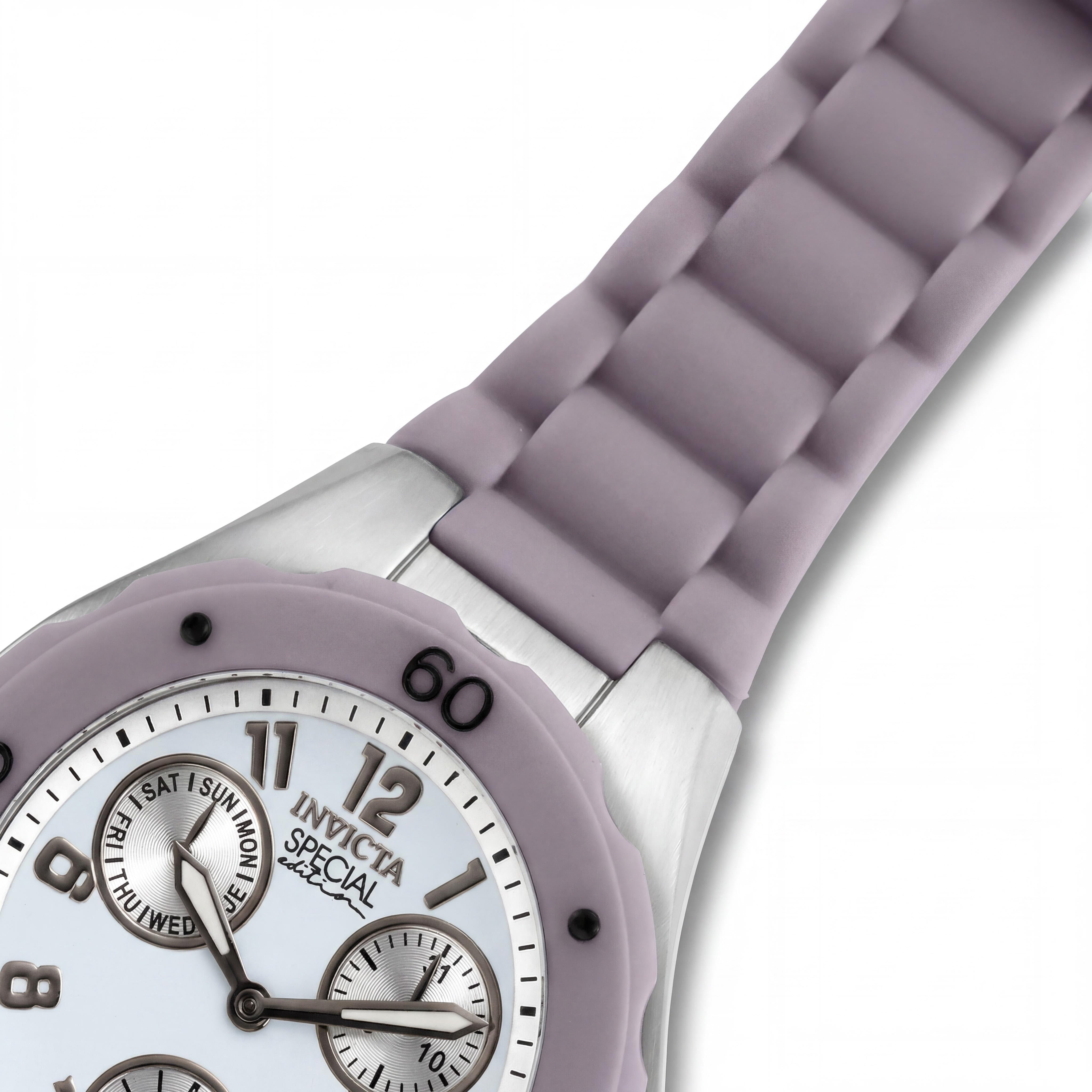 Invicta Angel Collection 18794 Reloj de Acero Inoxidable con Esfera Blanca Luminosa y Correa de Silicona Beige para Mujer con Fusión de Llama 38mm, Photo 3