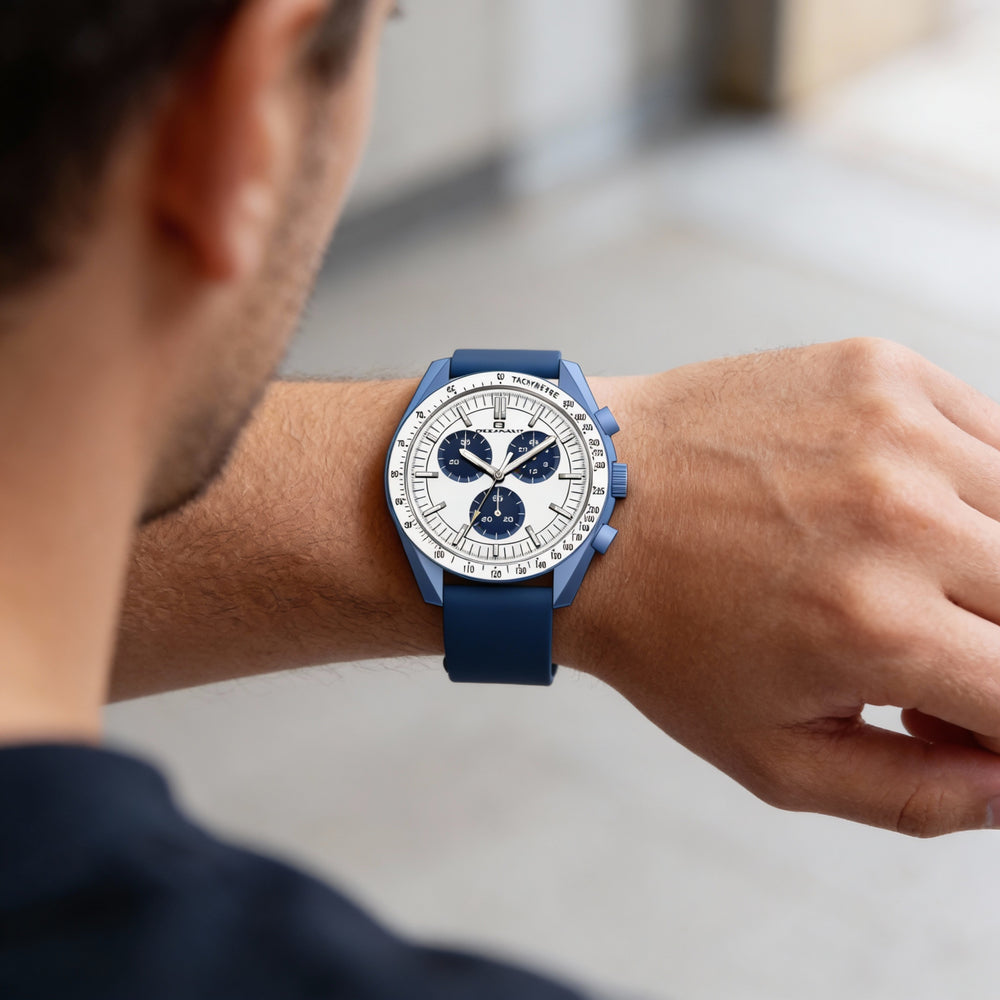 Oceanaut Modern Men's Watch with White Dial, Quartz Movement, 50M Water Resistance, Leather Strap