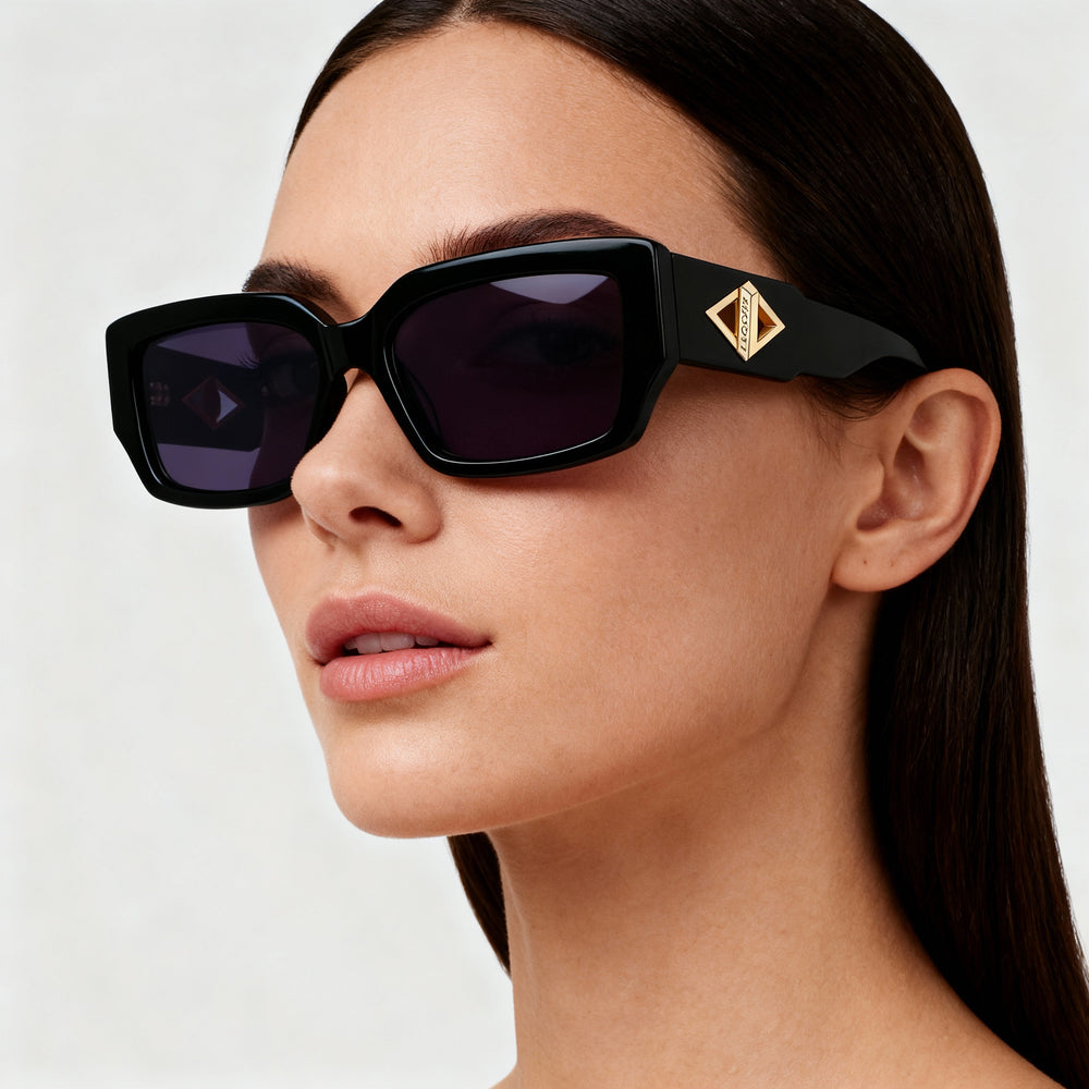 Lacoste L6021s Women's Rectangular Metallic Grey Plastic Sunglasses, Black UV Non-Polarized Lenses, 55mm