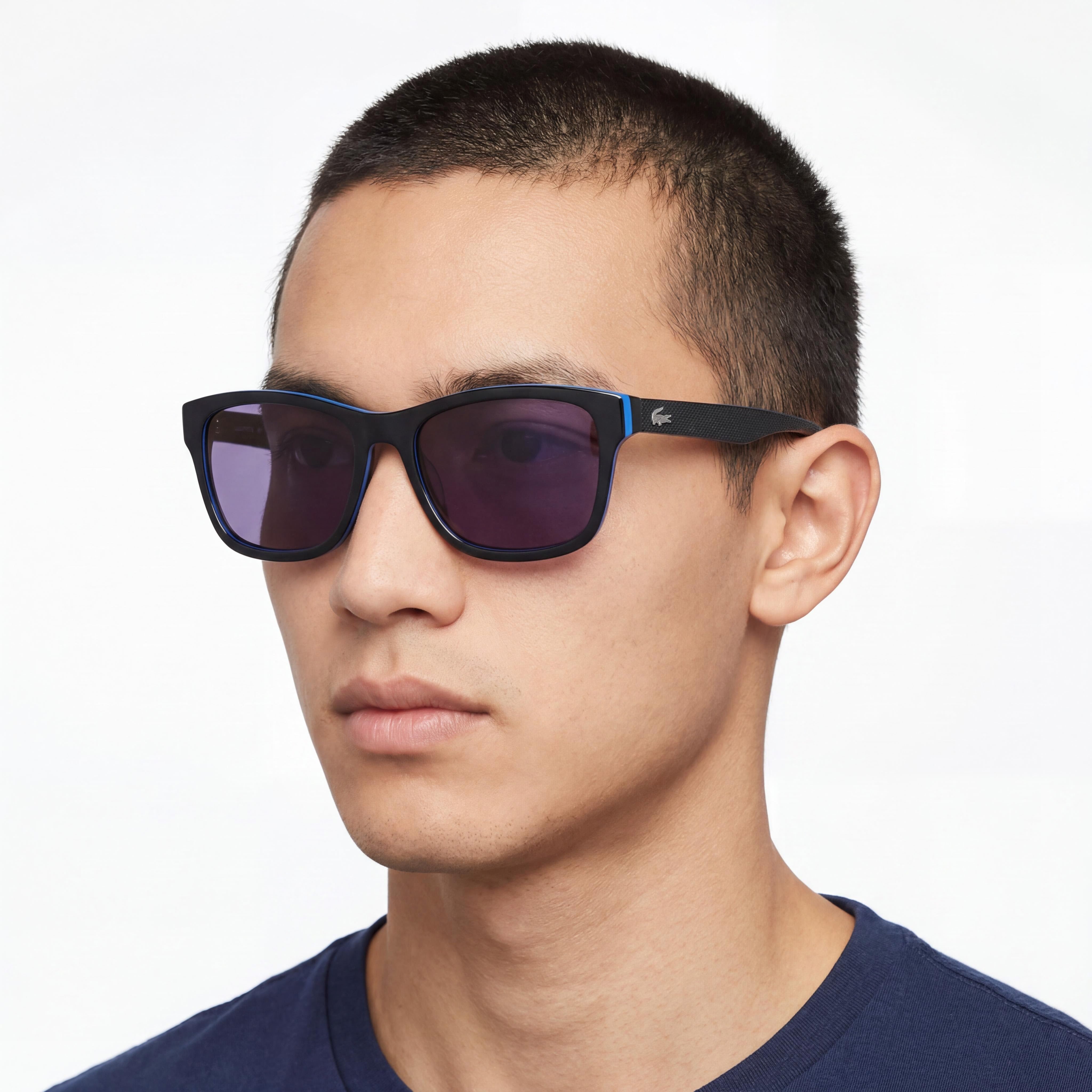 Lacoste L683s Unisex Plastic Bluette Yellow Blue Frame Navy Lens UV Protected Anti-Reflective Sunglasses 55mm, Photo 5