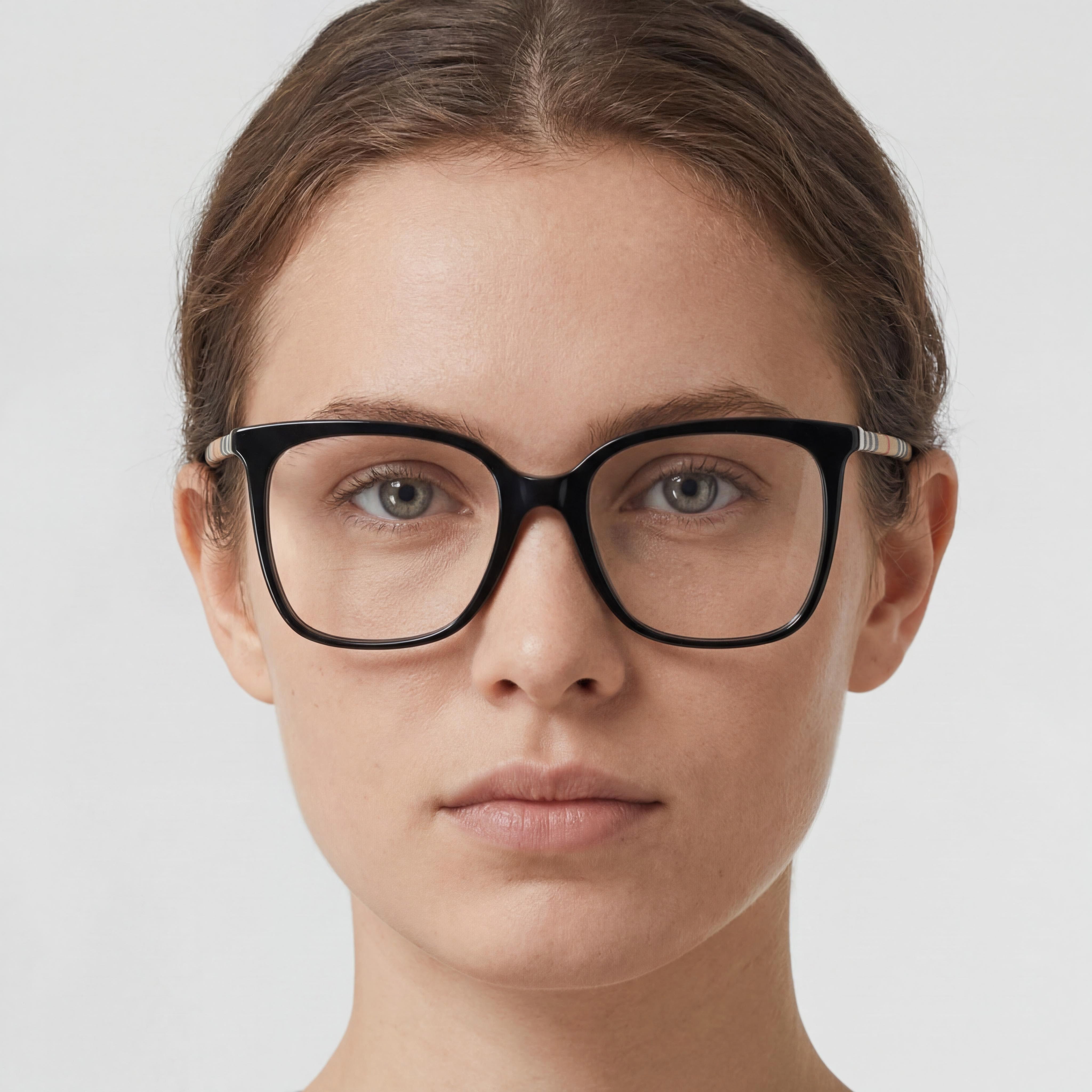 BURBERRY Be 2367 Gafas para mujer con montura de acetato negro brillante y lentes de demostración de policarbonato de 54 mm, Photo 4