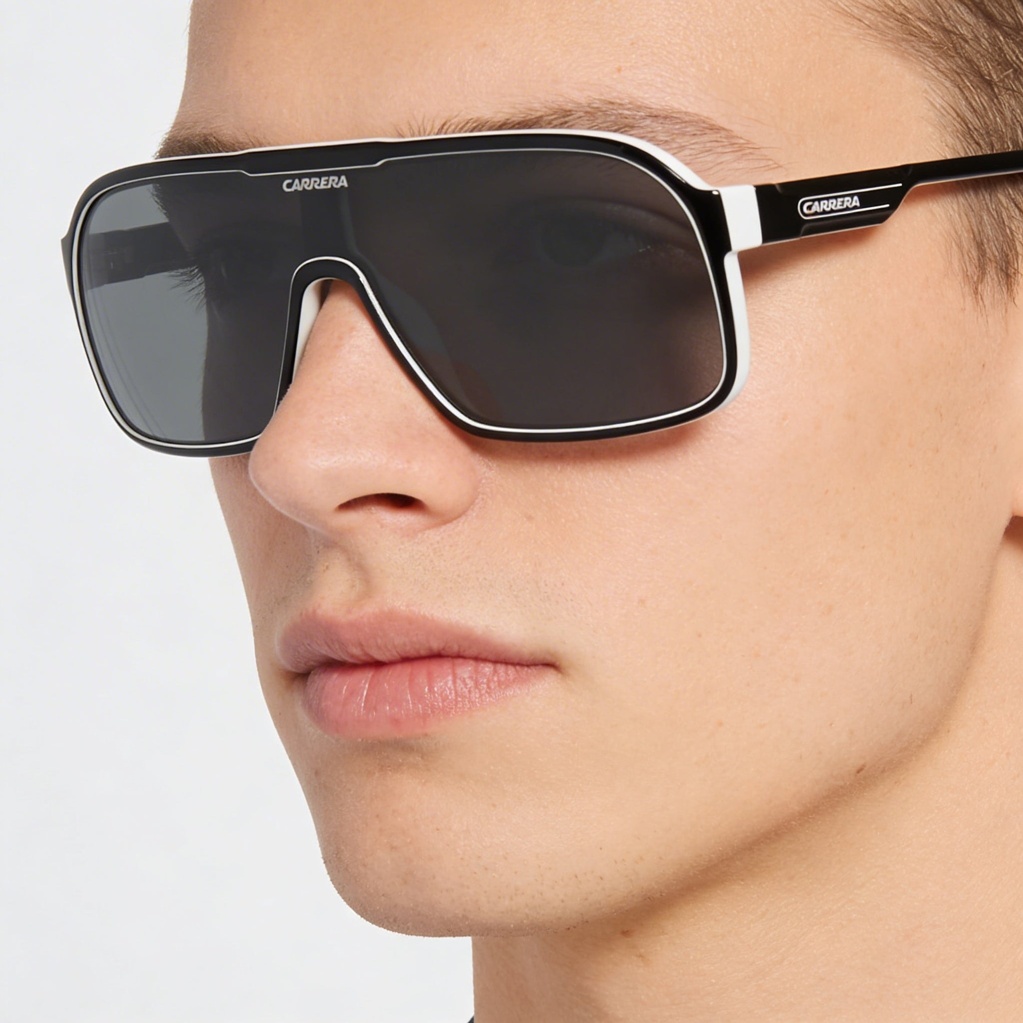 Gafas de sol Carrera 1046/S unisex con montura de poliamida inyectada, protección UV, blanco y negro, 99 mm, Photo 3