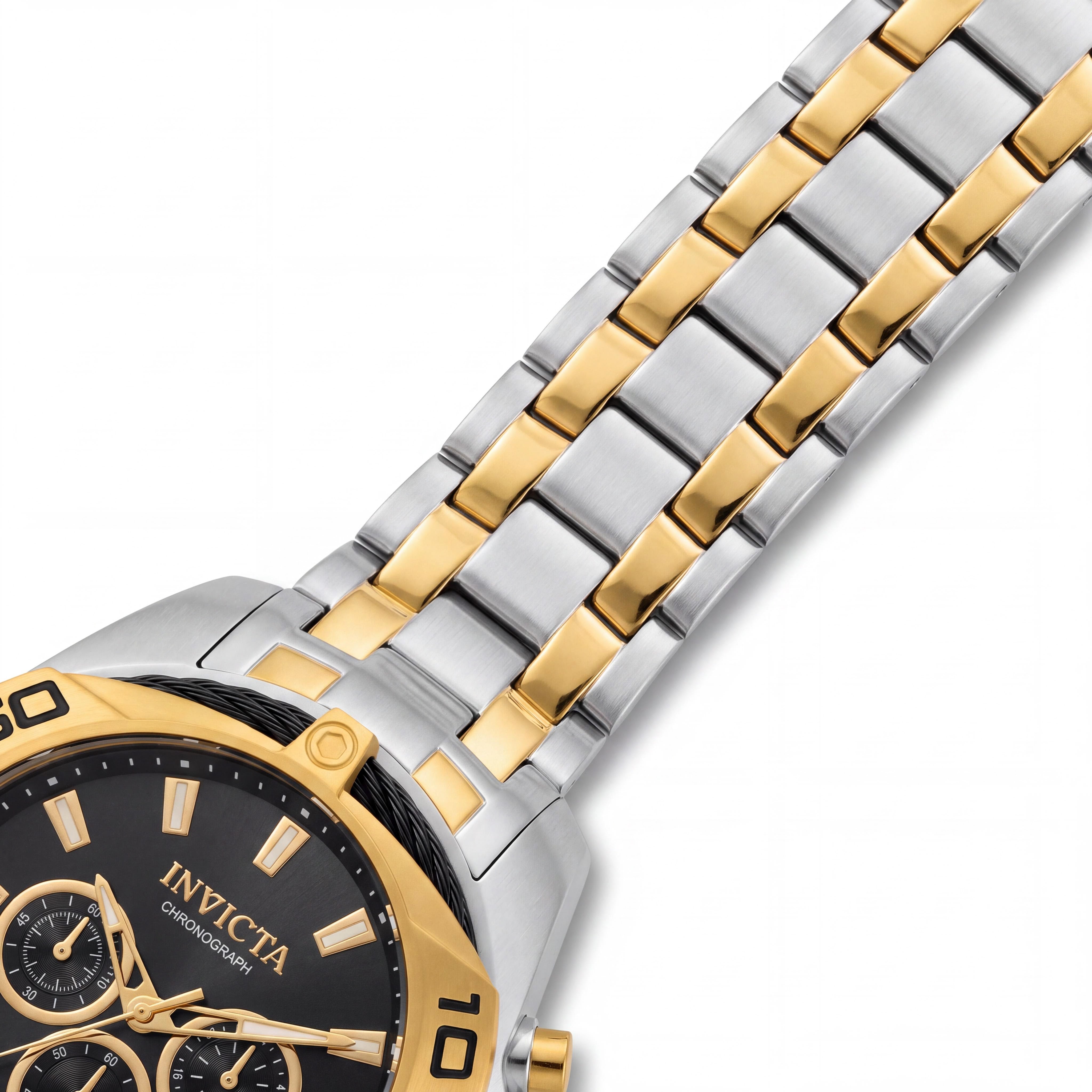 Reloj Invicta Cronógrafo de Cuarzo para Hombre, Acero Inoxidable Dorado de Dos Tonos, Resistente al Agua 100m, 50mm, Photo 3