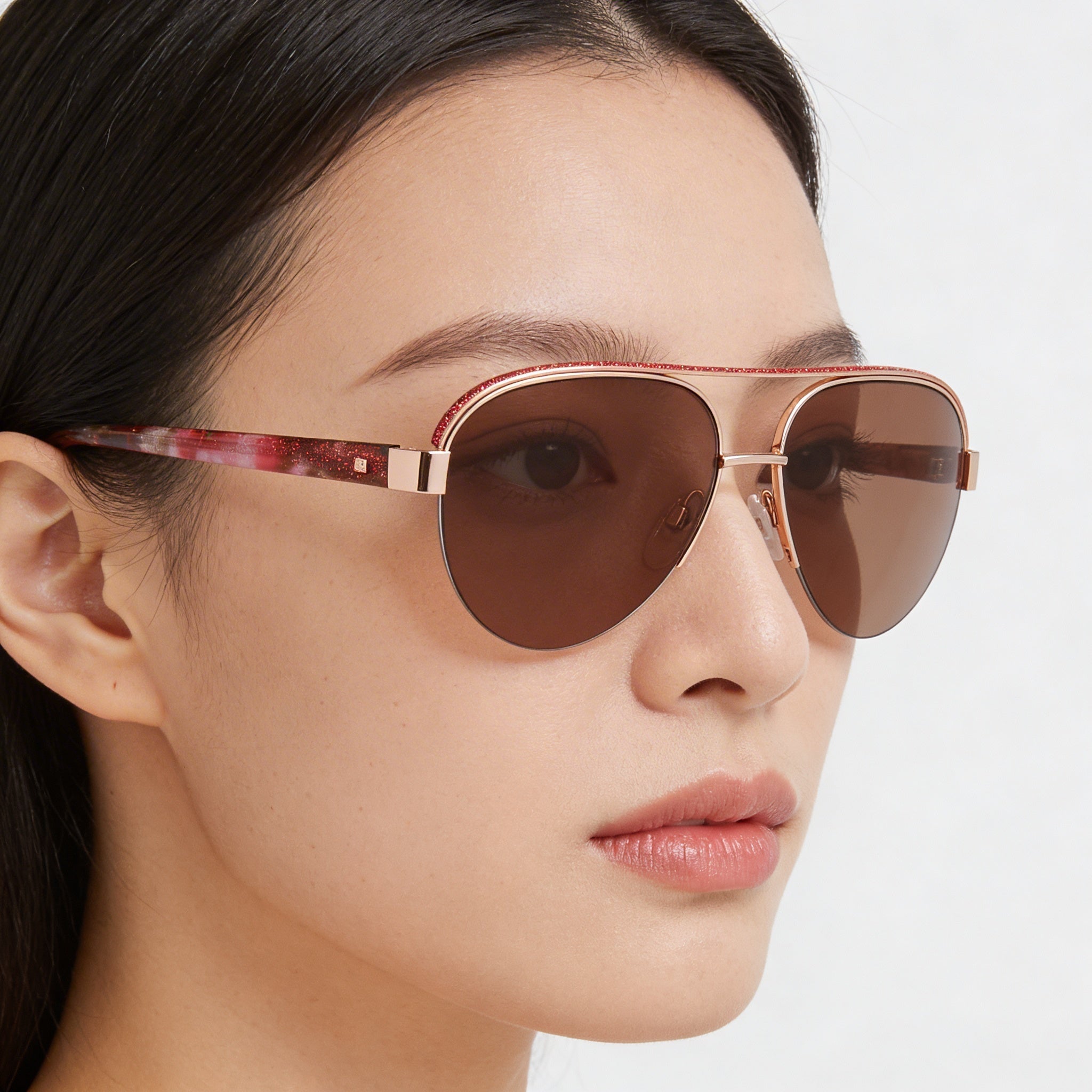 Gafas de sol clásicas de bebe para mujer con montura de plástico en oro rosa y cristales de acetato en oro rosa con protección UV, Photo 5
