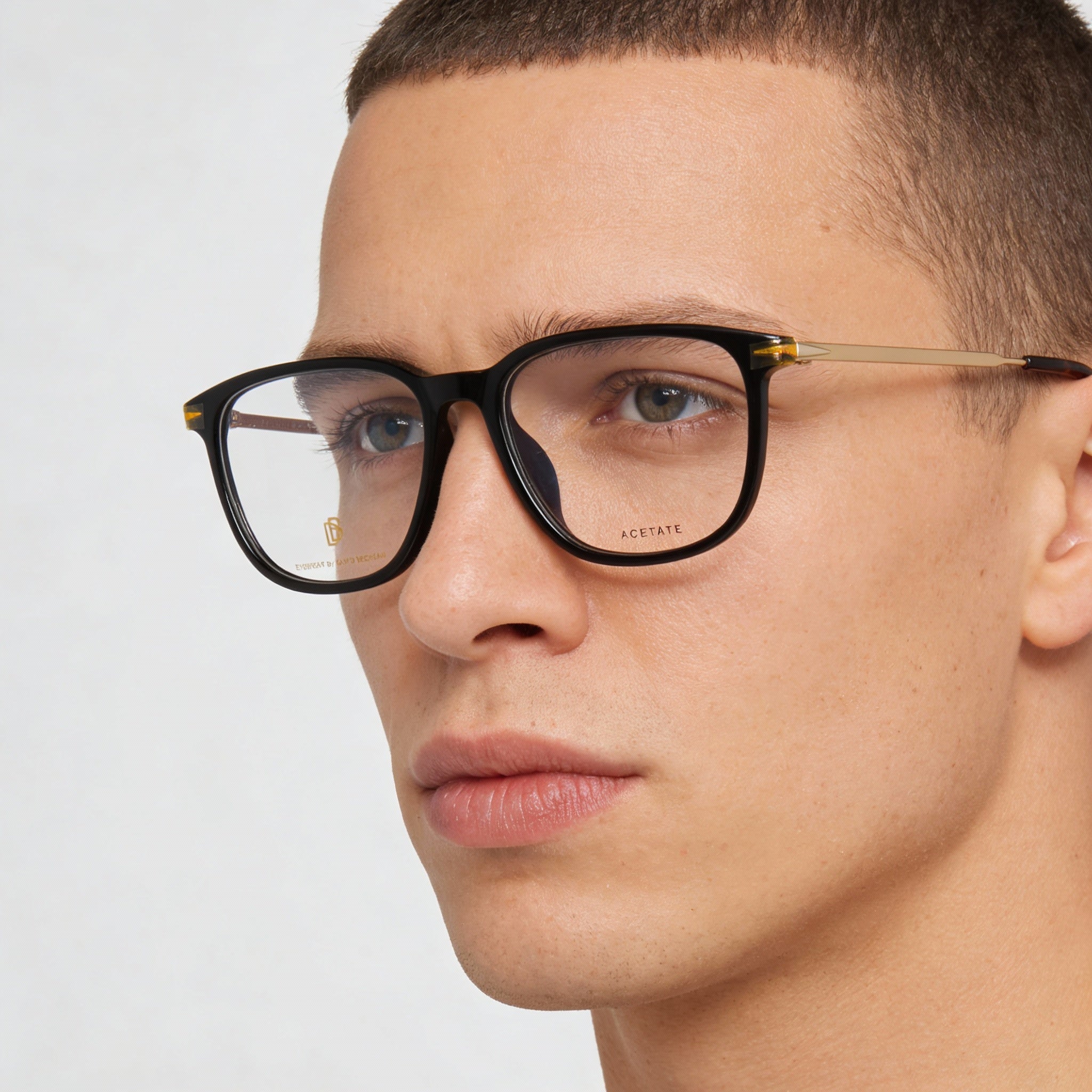 David Beckham Db 7074/F Men's Rectangular Plastic Frame Polycarbonate Lens Black Gold 55mm Eyewear, Photo 5