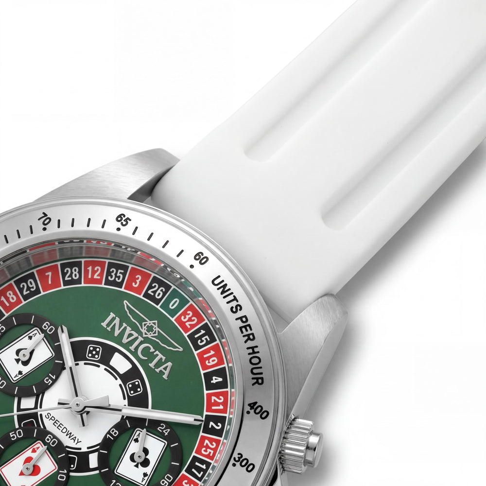 Invicta Speedway 50493 Reloj de hombre de cuarzo de 40 mm de acero inoxidable con esfera verde y correa de silicona
