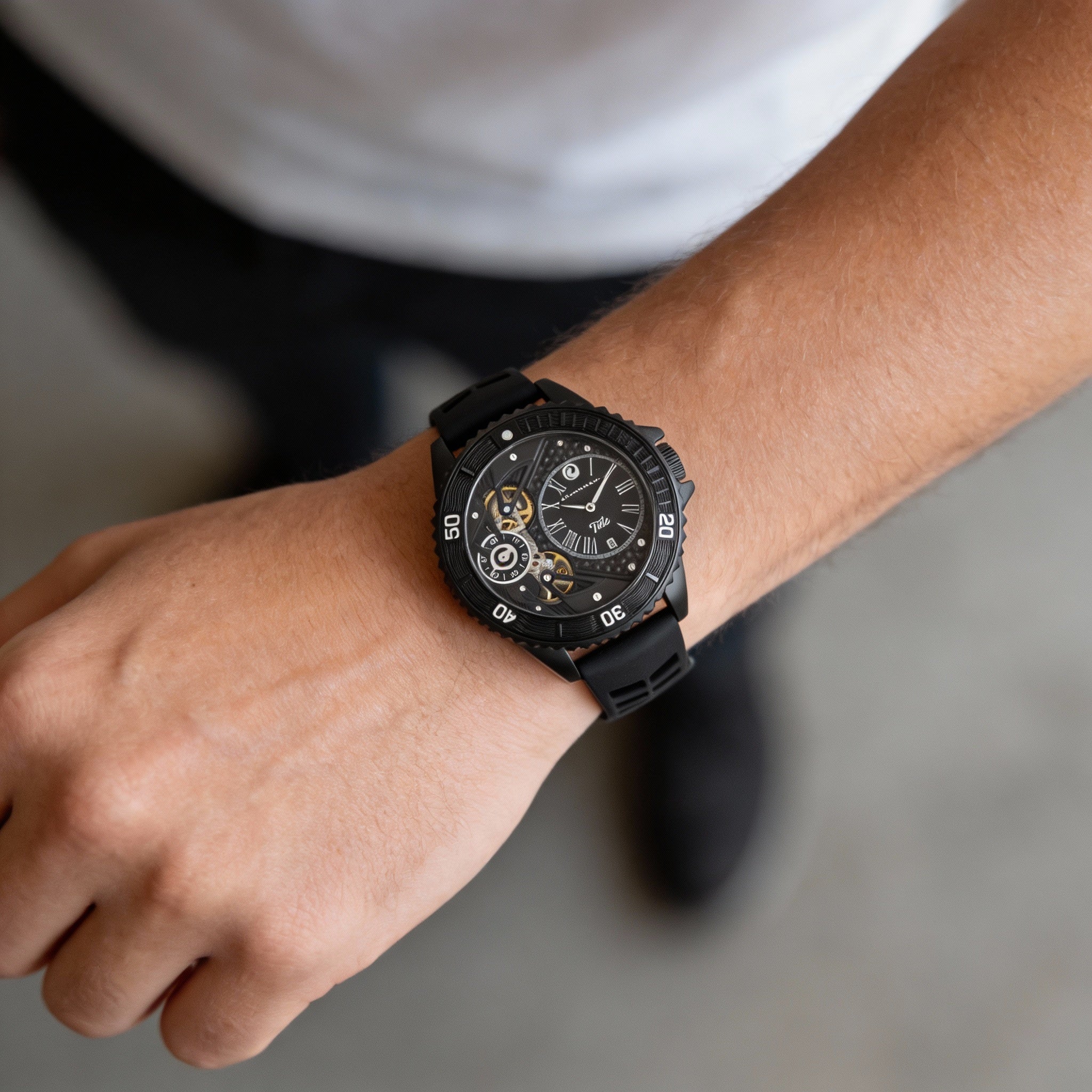 Reloj Oceanaut para hombre con movimiento de cuarzo, caja negra, esfera negra, fecha, resistente al agua hasta 10 ATM y mineral resistente a arañazos., Photo 2