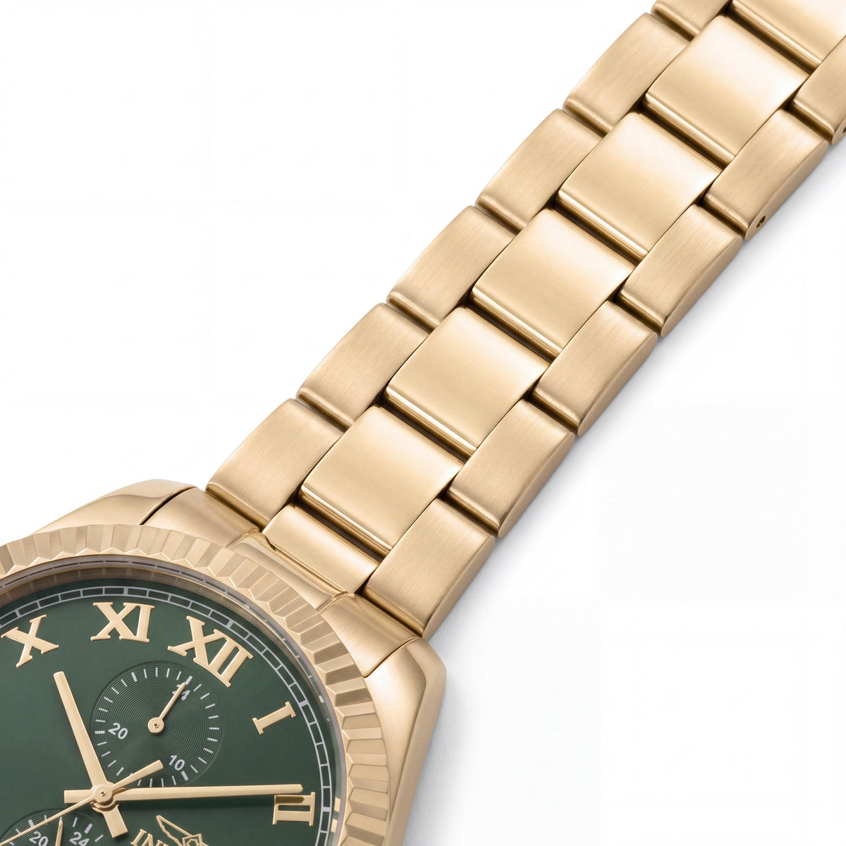 Invicta Specialty 47430 Reloj cronógrafo unisex de cuarzo, brazalete de acero inoxidable tono dorado, esfera verde, 43 mm, Photo 2