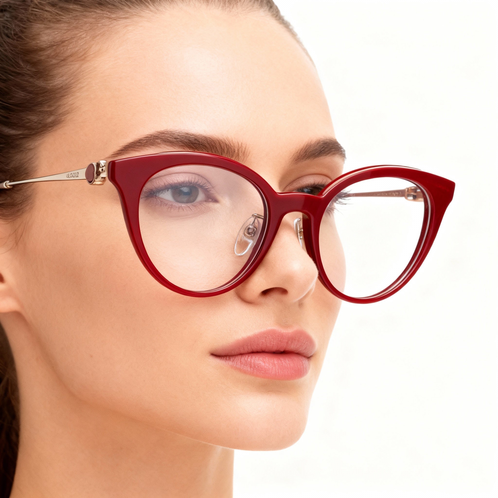 Chopard VCH331S Women's Casual Eyeglasses with Combined Metal-Acetate Frame in Bordeaux, 53mm, Photo 4