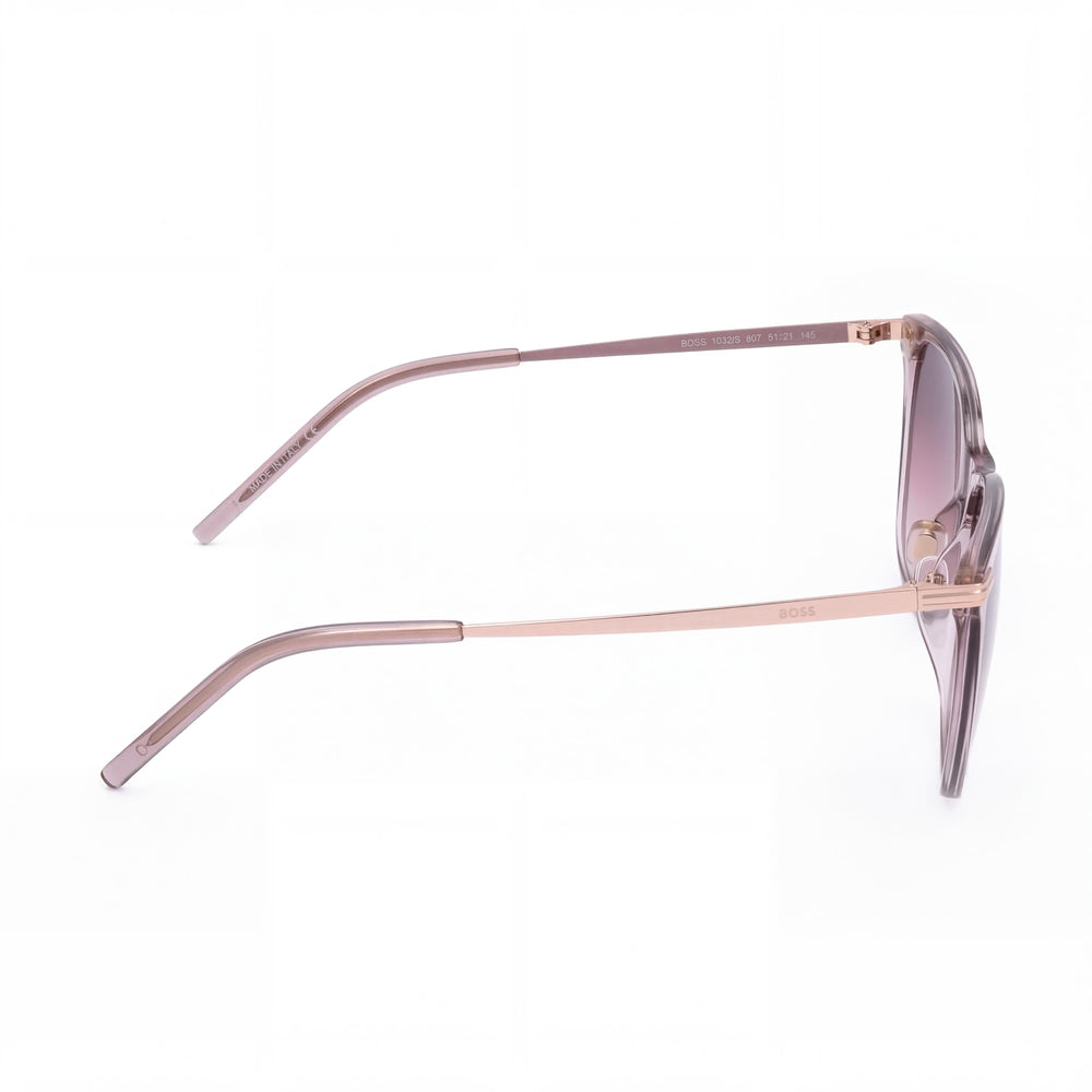 Gafas de sol Hugo Boss Casual para mujer, de acetato rosa dorado claro, con lentes rosadas con degradado burdeos, 100 % protección UV, 58 mm