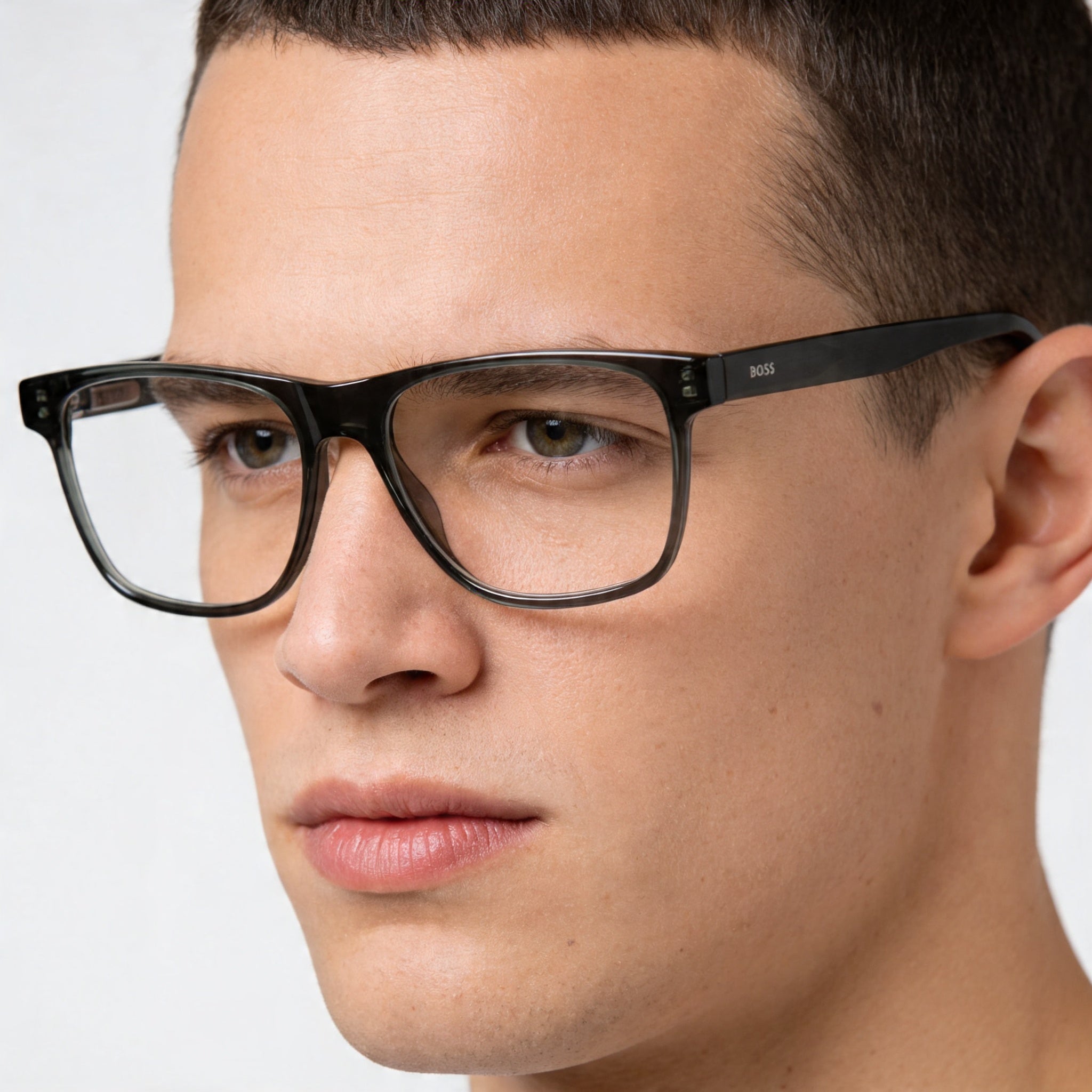 Gafas de sol clásicas Hugo Boss para hombre con montura de acetato de cuerno verde, lentes de policarbonato multicolor no polarizadas, 55-17-145mm, Photo 5