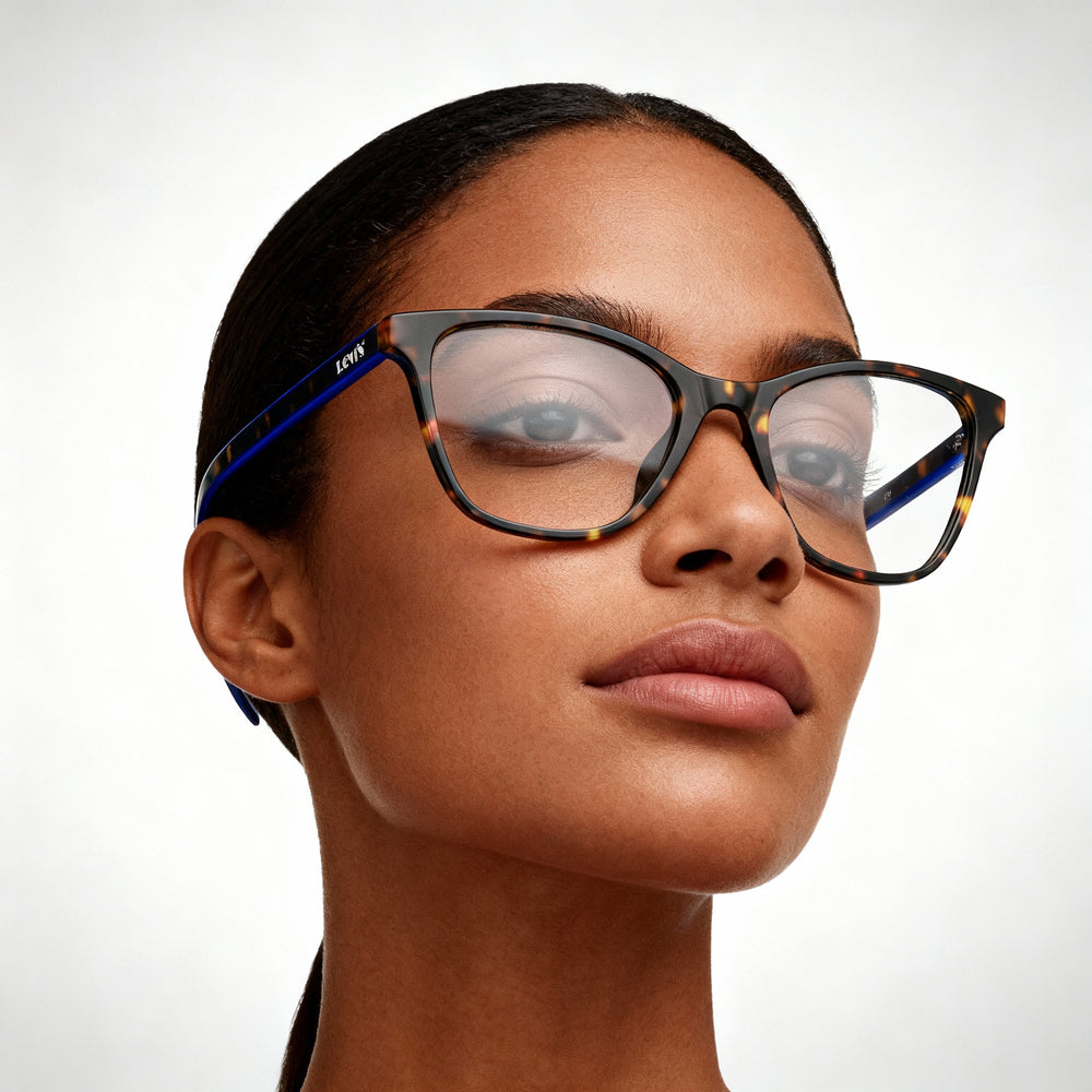 Levi's LV 1022 Women's Cat Eye Polymethyl Methacrylate Eyeglasses, Dark Havana, 52-19-145